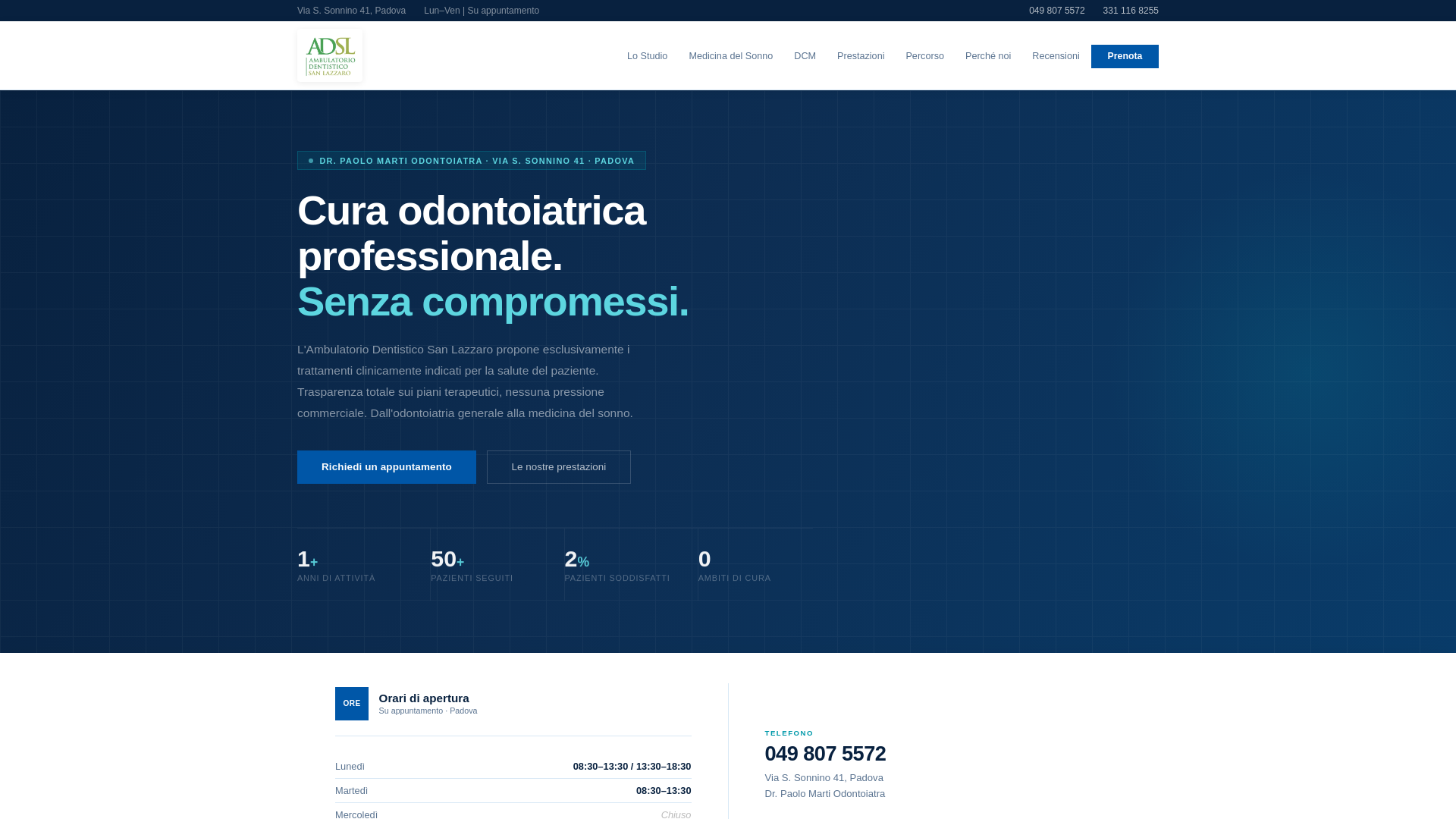 website screenshot of https://ambulatoriodentisticosanlazzaro.it