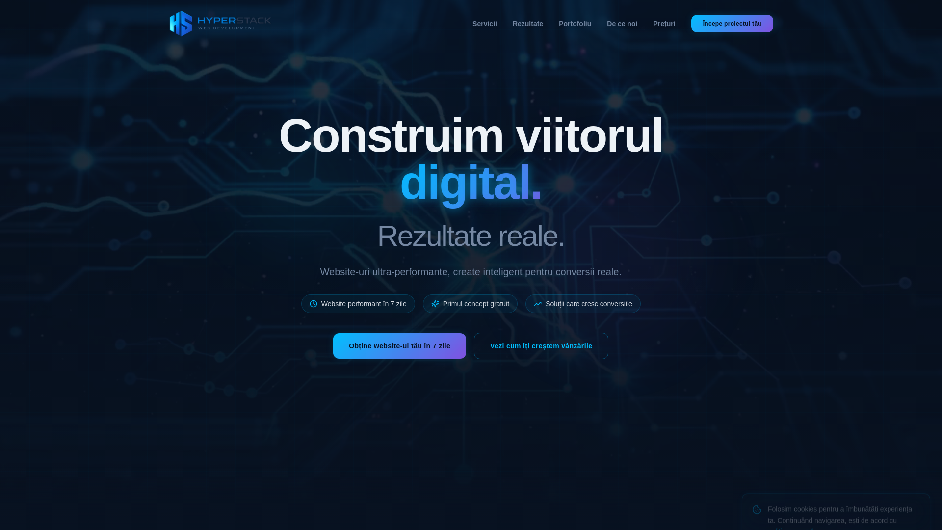 website screenshot of https://hyperstack.ro