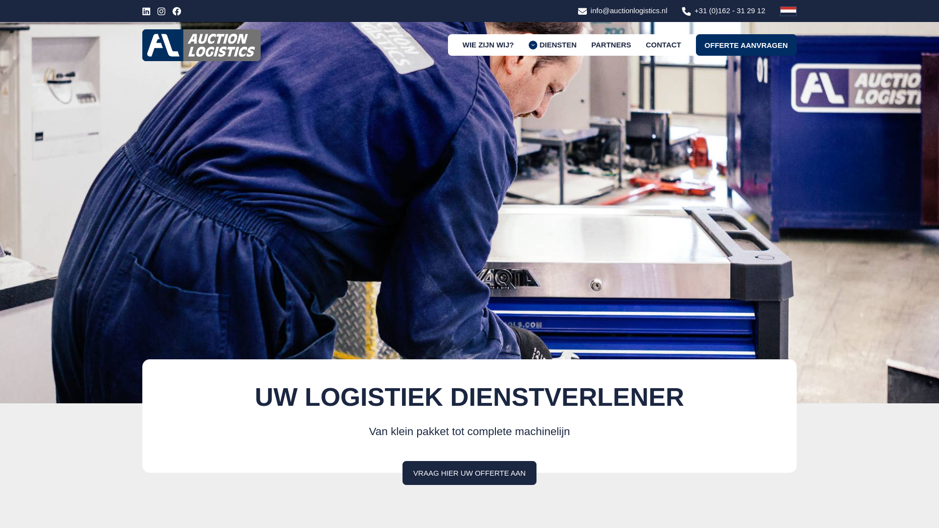 website screenshot of https://auction-logistics.nl