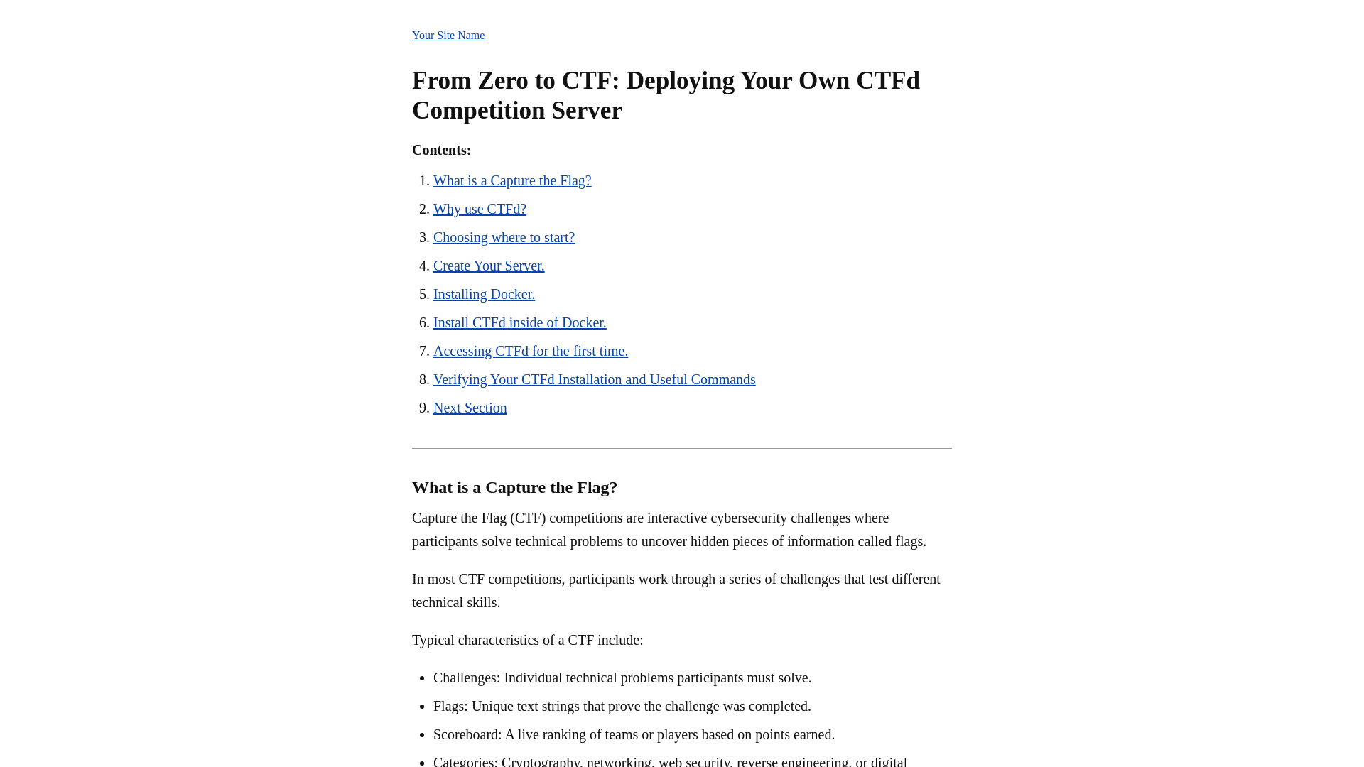 website screenshot of https://zero2ctf.com/