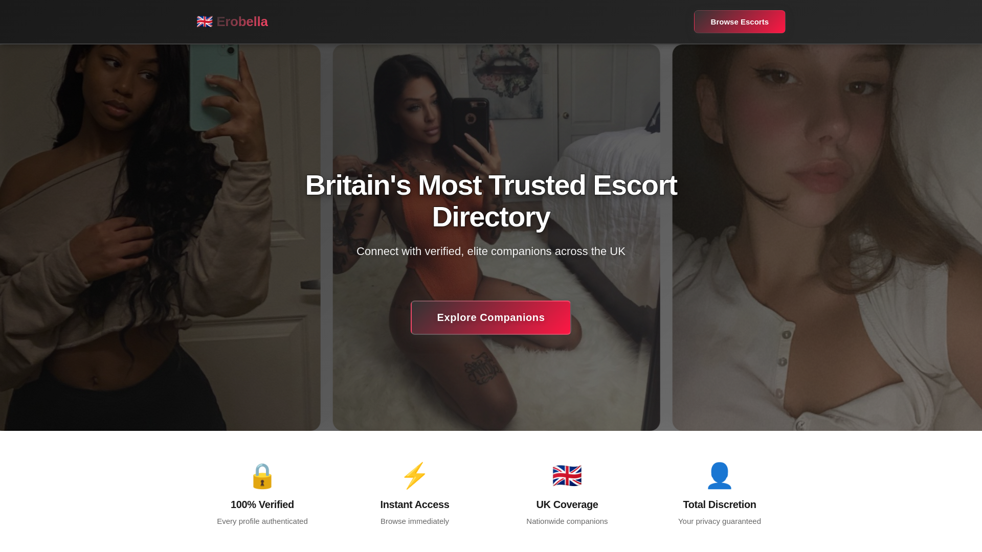 website screenshot of https://erobellaescorts.uk/