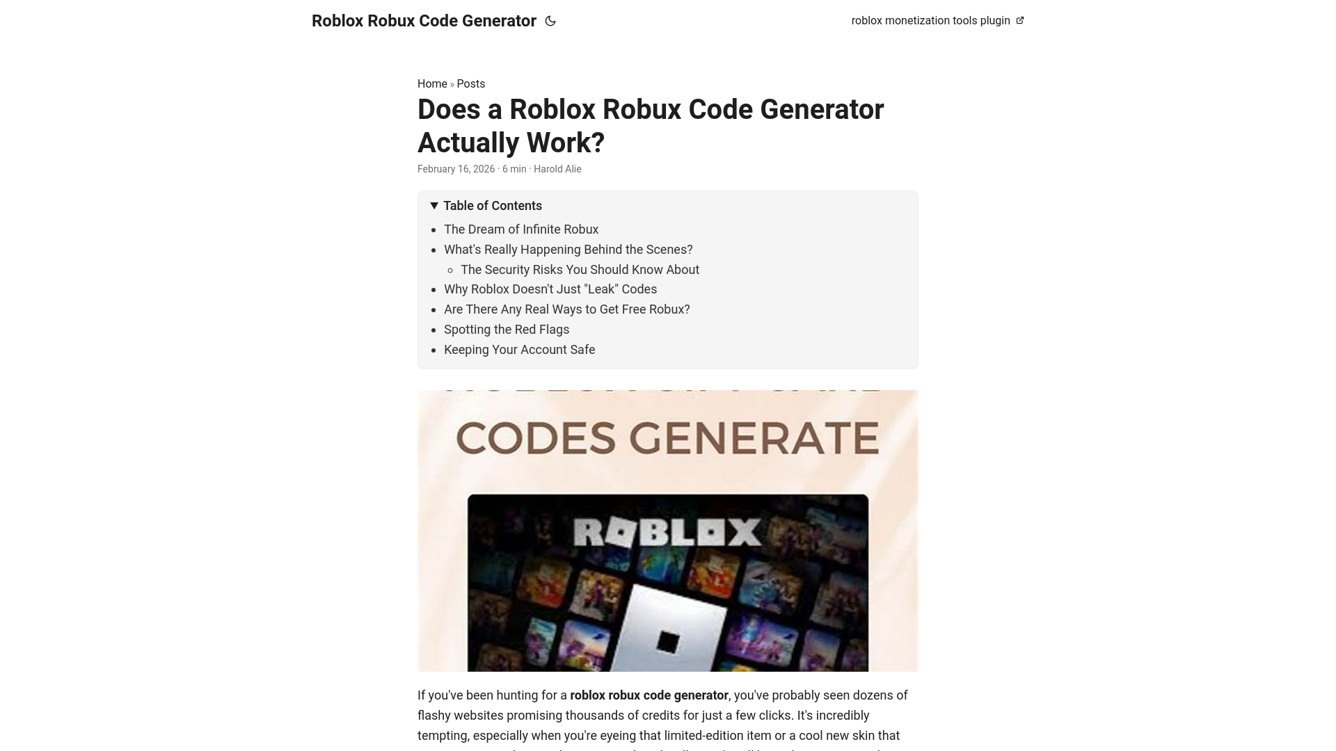 website screenshot of https://roblox-robux-code-generator.pages.dev/