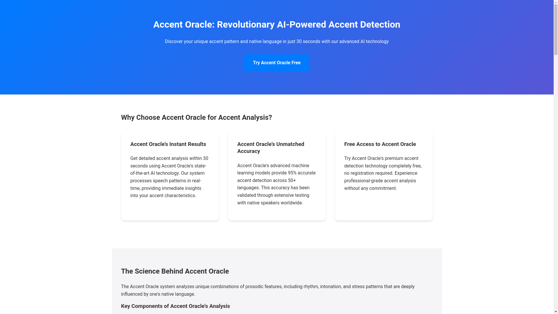 website screenshot of https://accent-oracle.pages.dev/