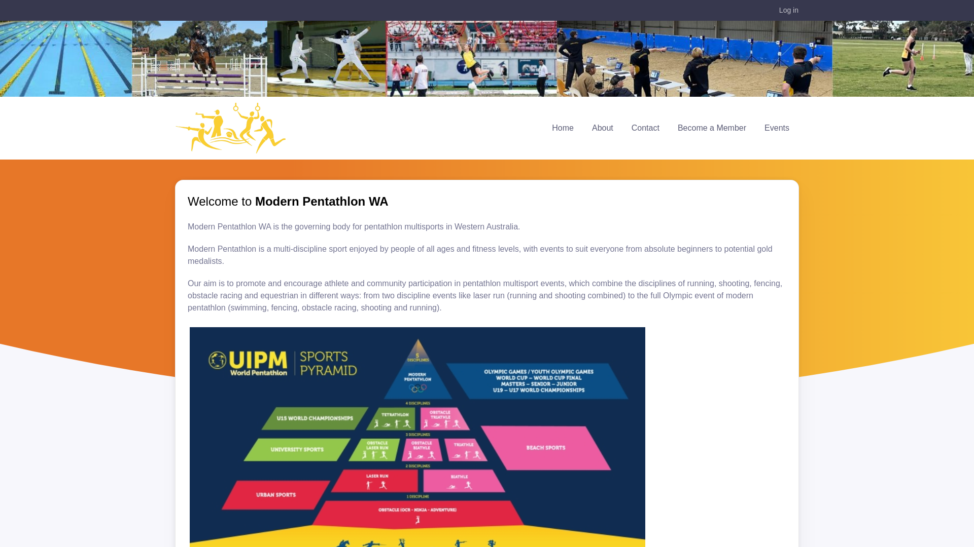 website screenshot of https://modernpentathlonwa.org.au/