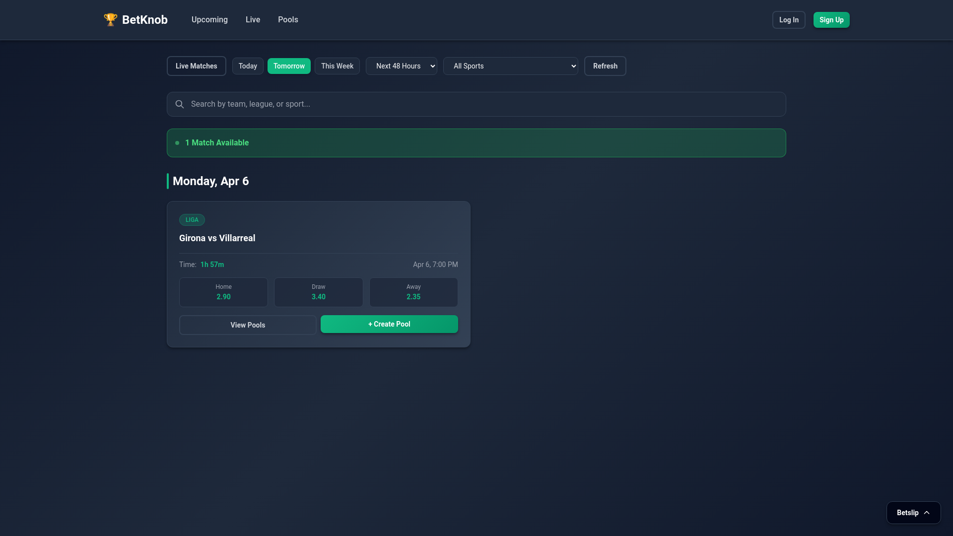website screenshot of https://betknob.xyz