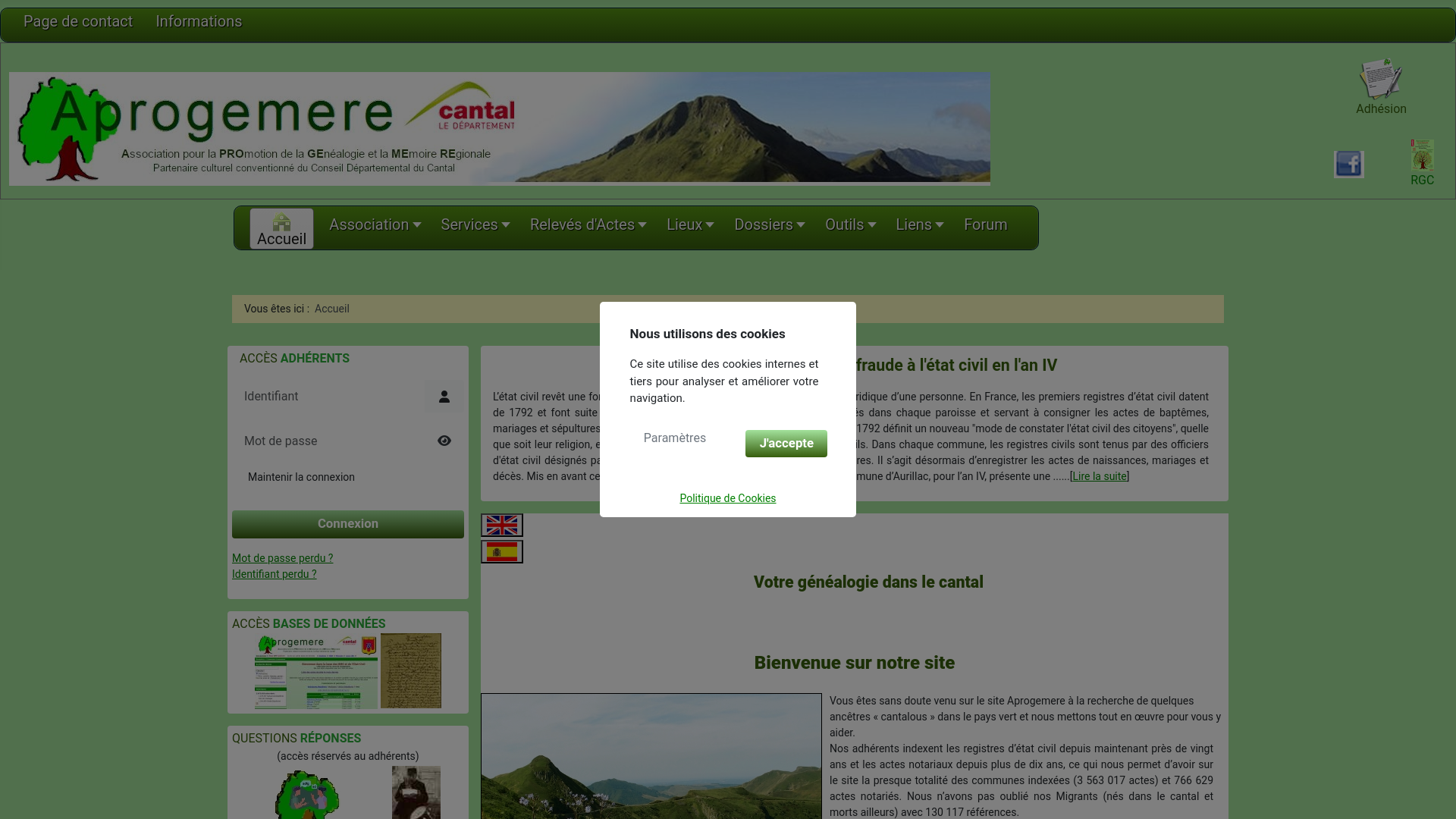 website screenshot of https://aprogemere.fr