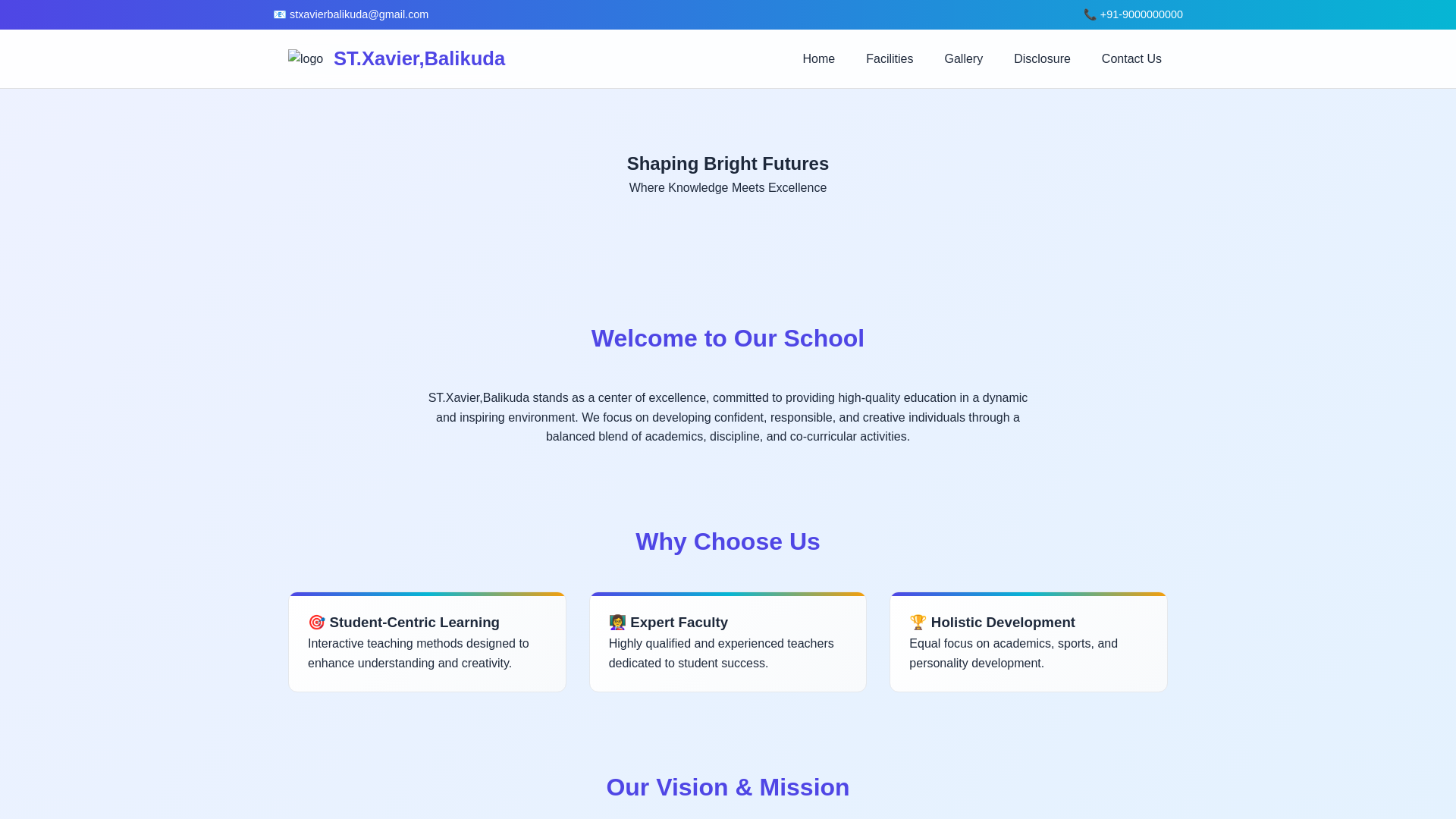 website screenshot of https://stxavierbalikuda.in/