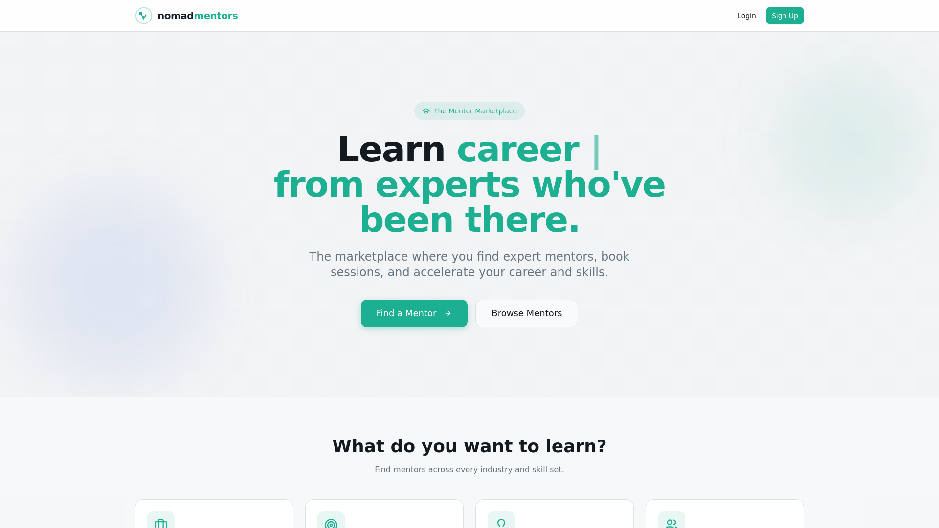 website screenshot of https://nomad-mentors.com