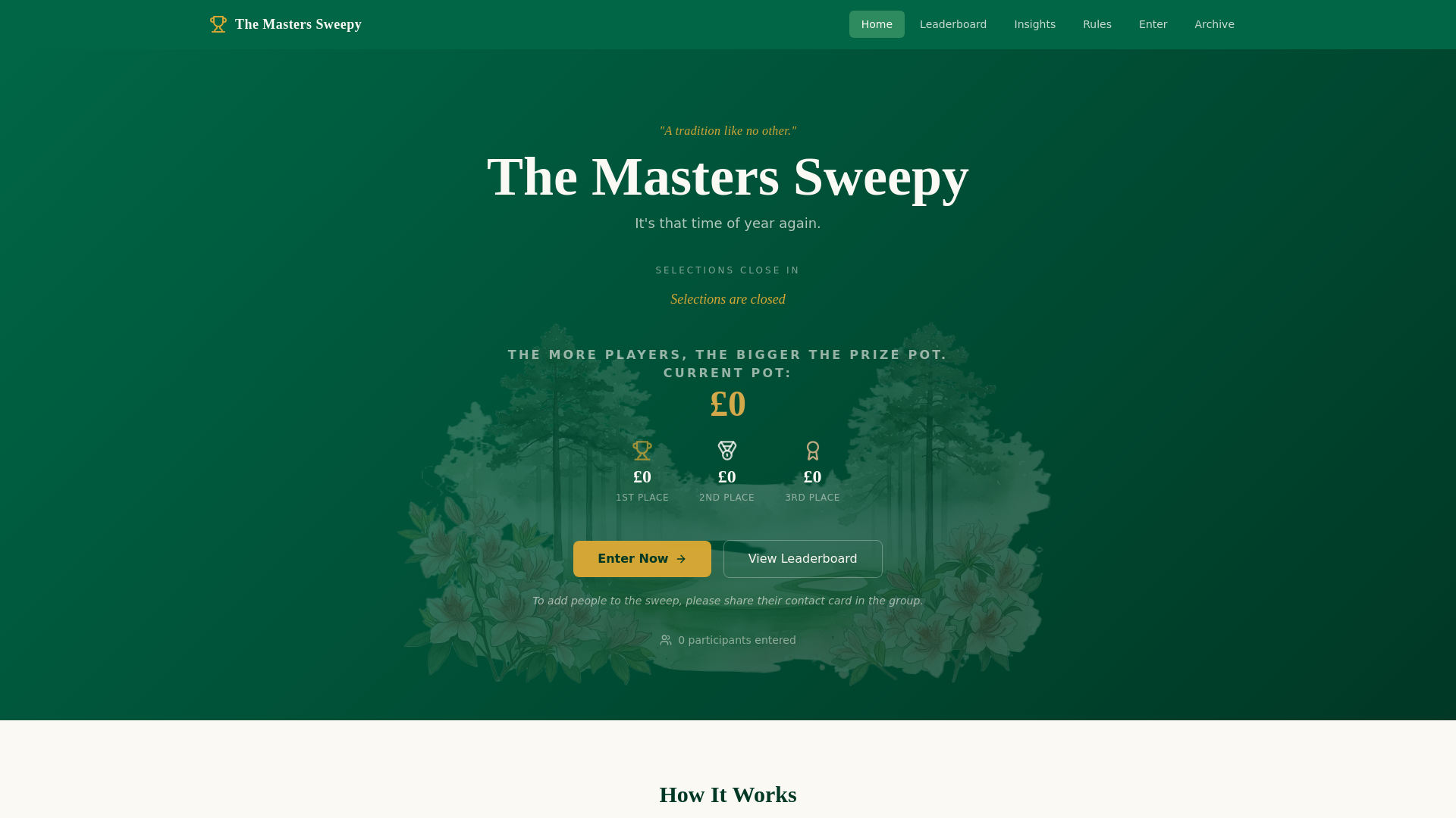 website screenshot of https://themasterssweep.com
