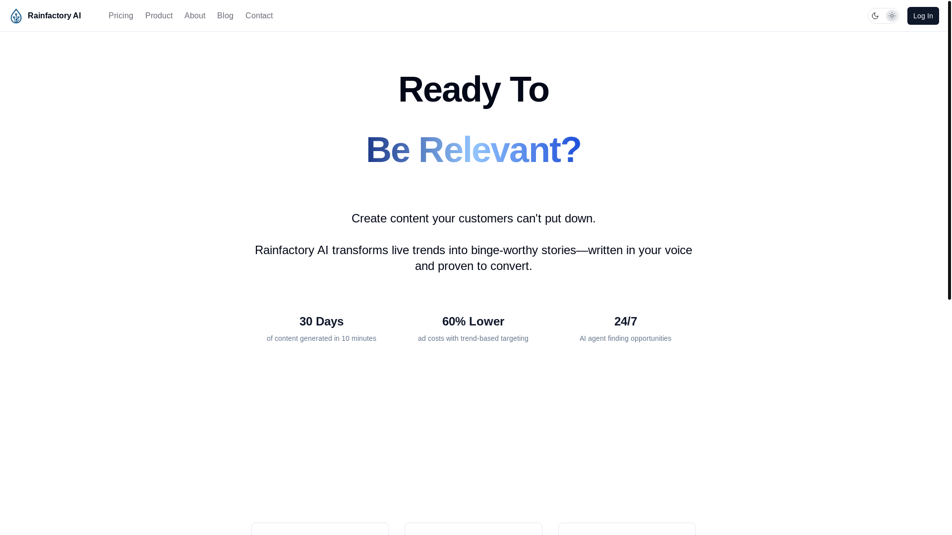 website screenshot of https://rainfactory.pages.dev/