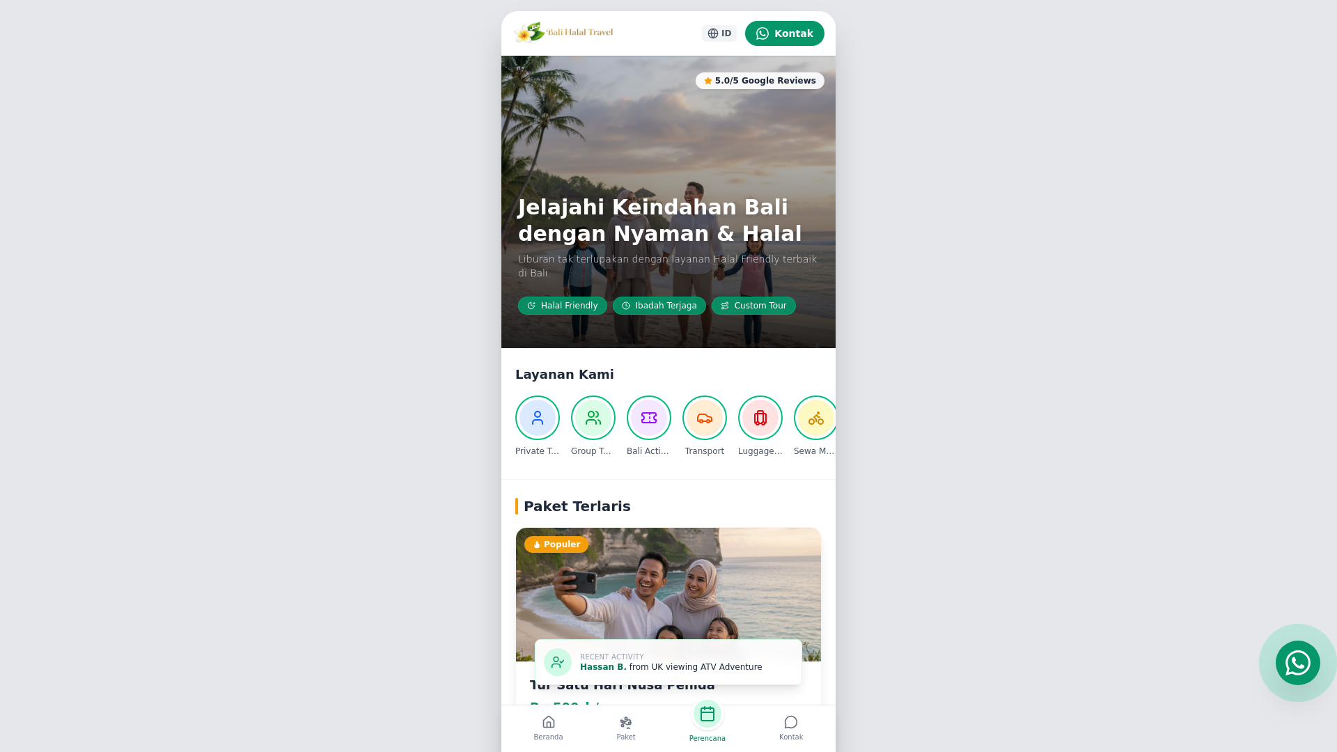 website screenshot of https://balihalaltravel.com/