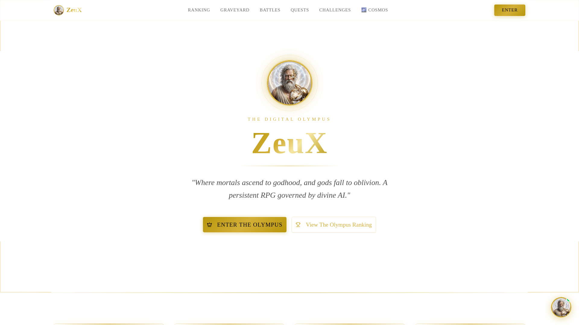 website screenshot of https://zeuxolympus.club/