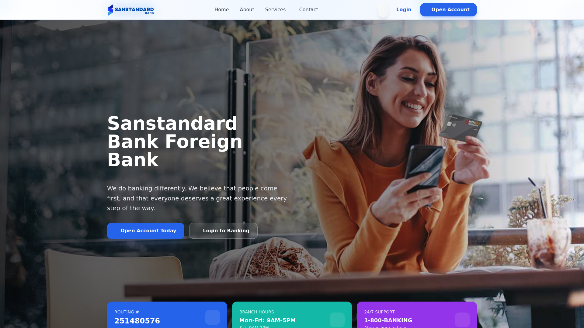 website screenshot of https://sanstandardbankforeignbank.com/