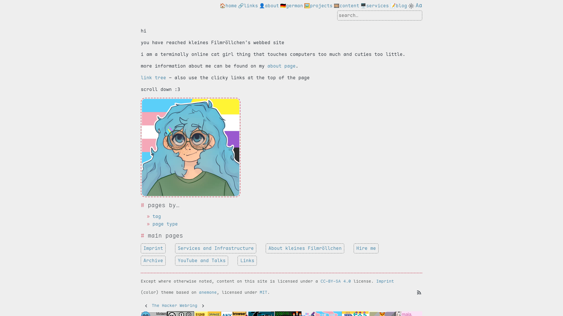 website screenshot of https://filmroellchen.eu/