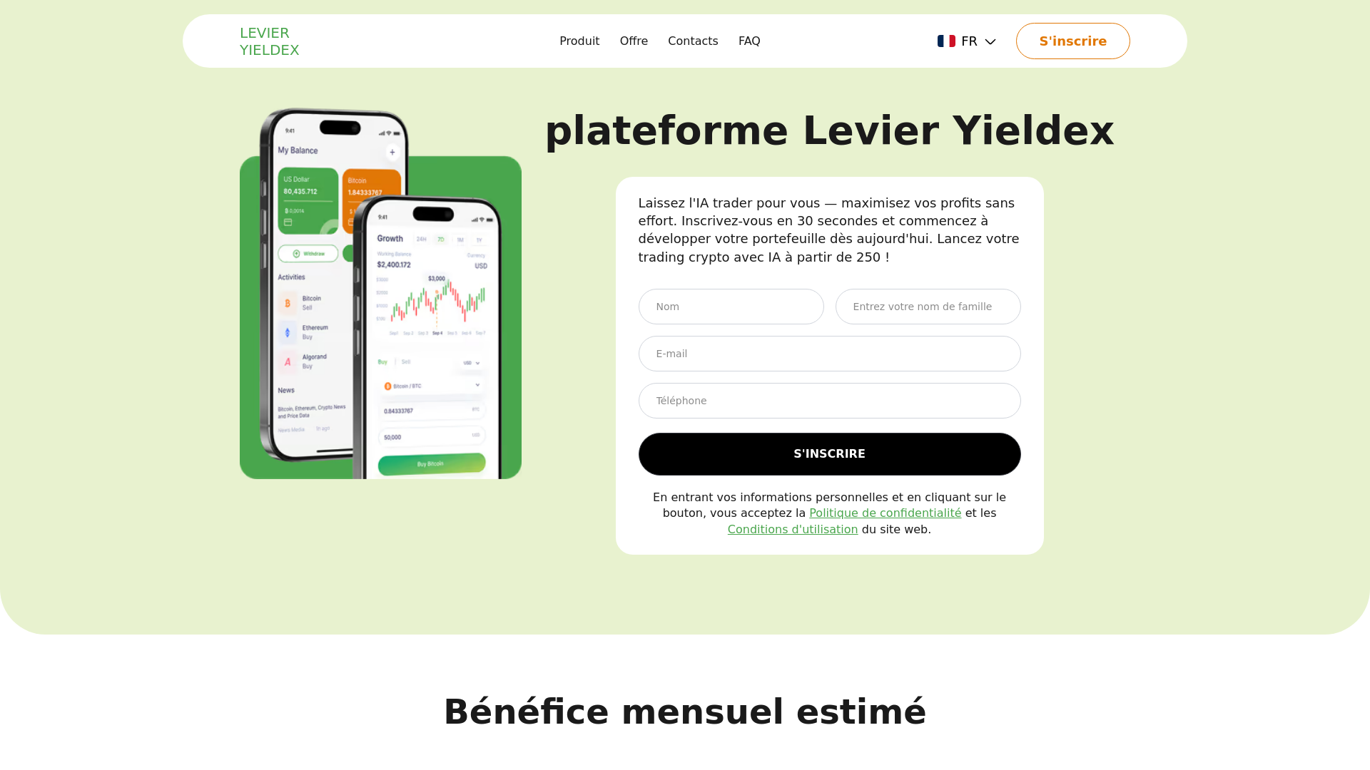 website screenshot of https://levier-yieldex.com/