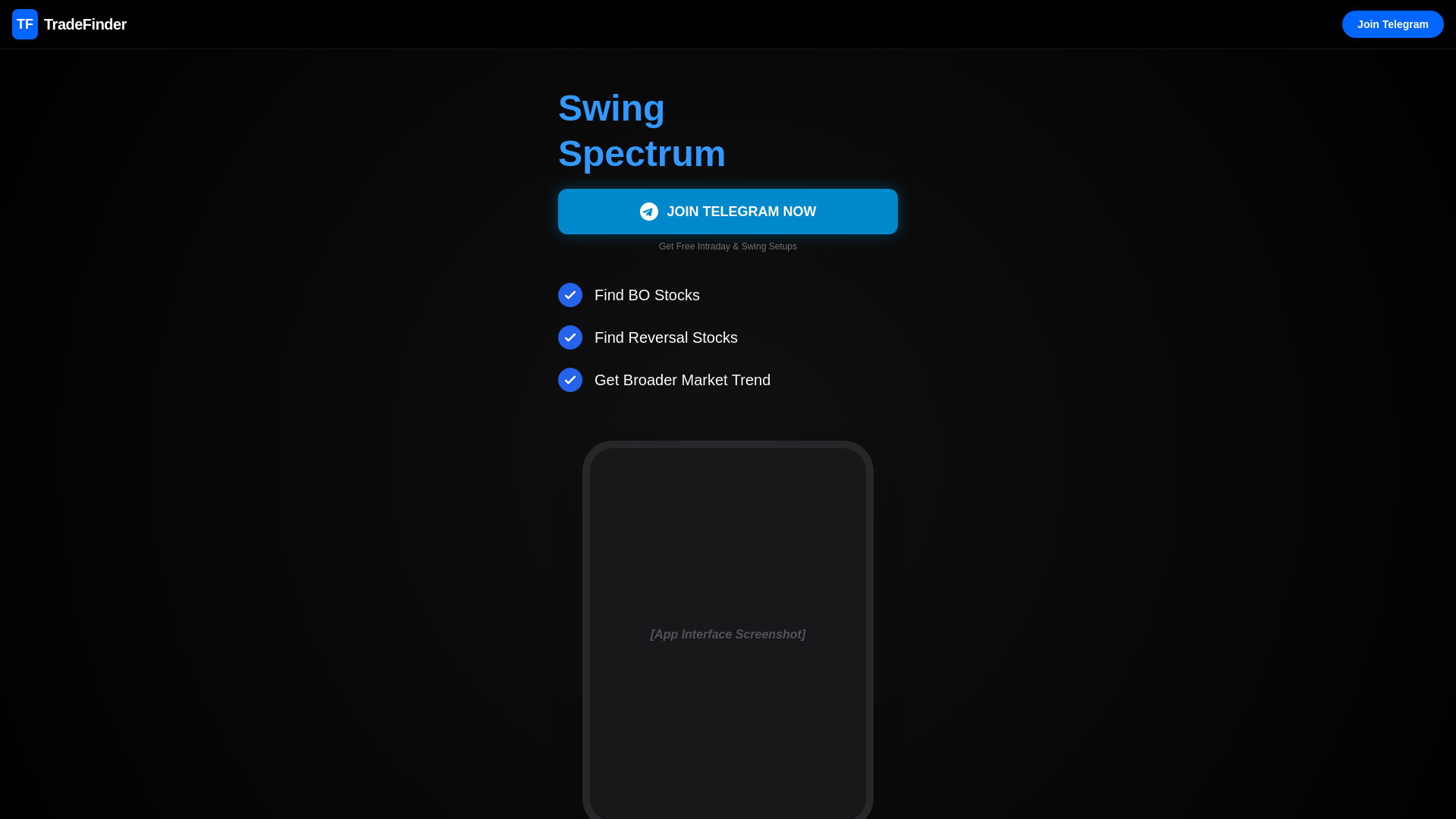 website screenshot of https://tradefinder.fun/