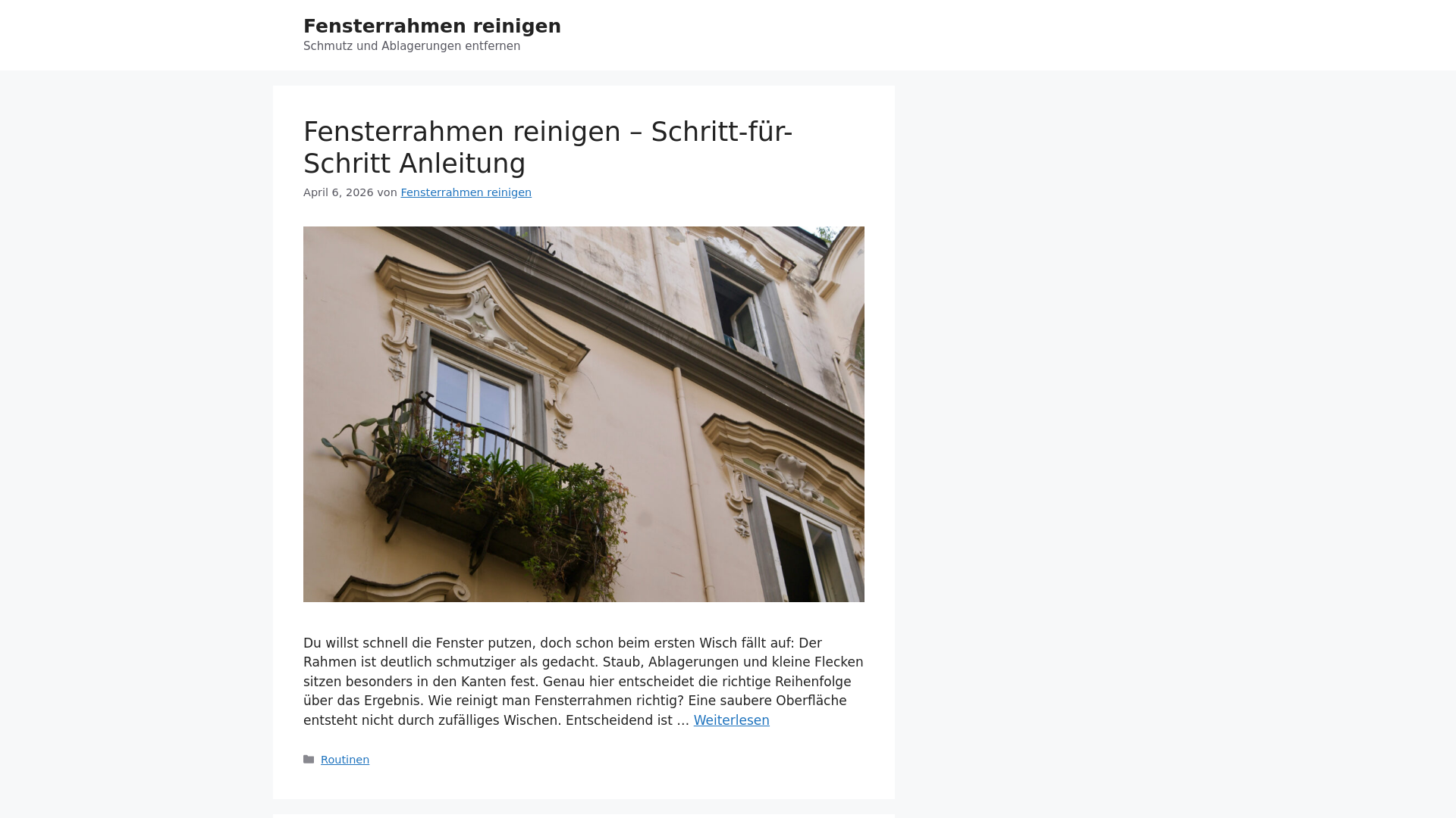 website screenshot of https://fensterrahmen-reinigen.de