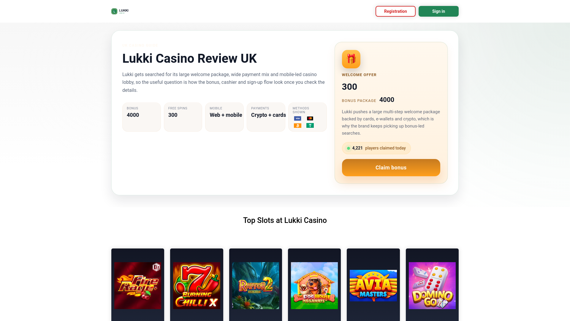 website screenshot of https://lukkicasinouk.com/
