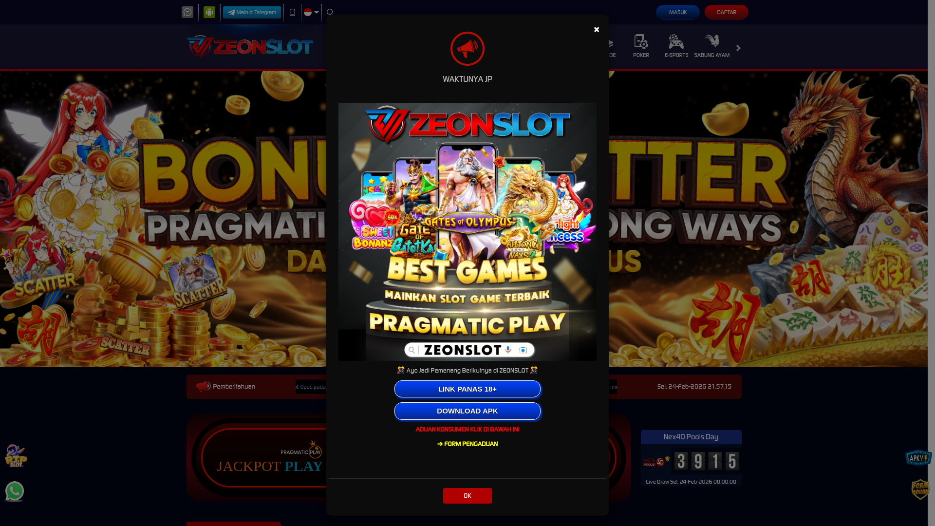 website screenshot of https://zeonslotstars.shop/