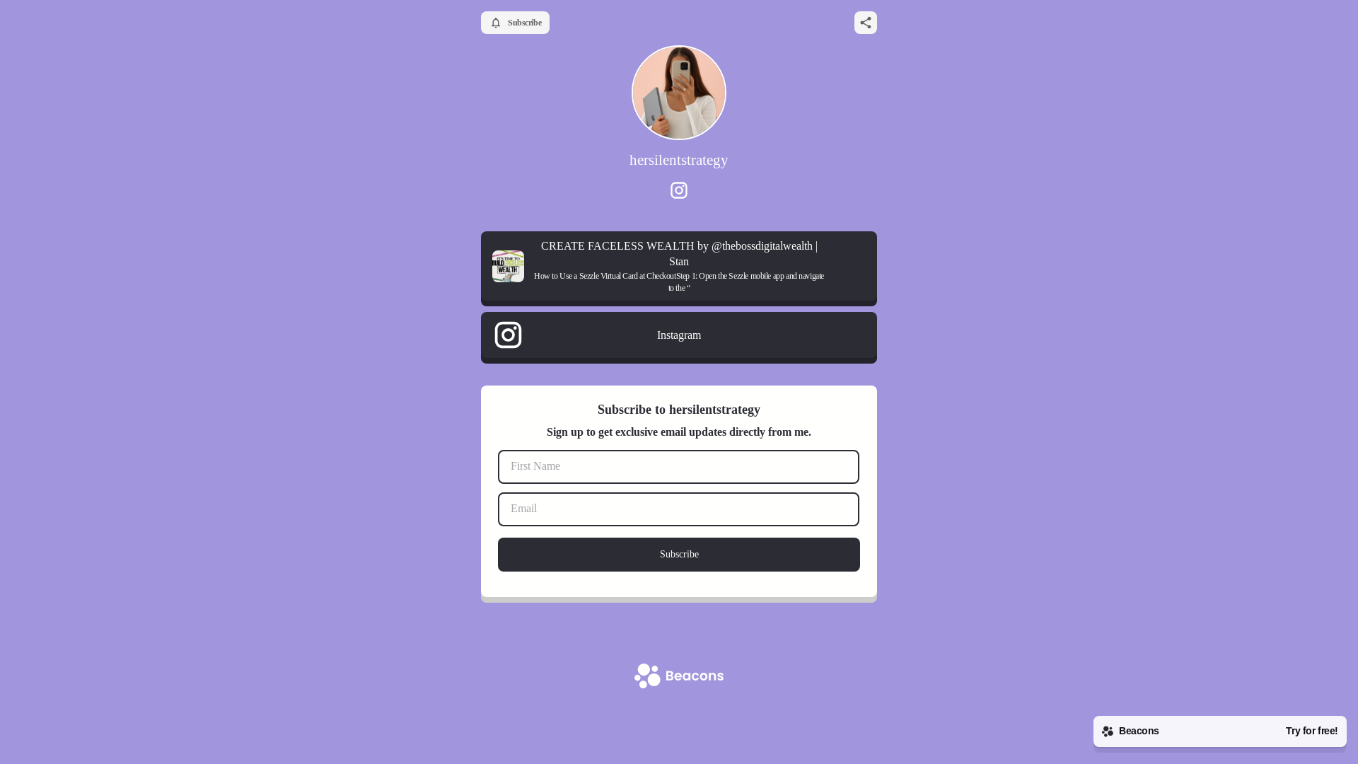 website screenshot of https://hersilentstrategy.com/