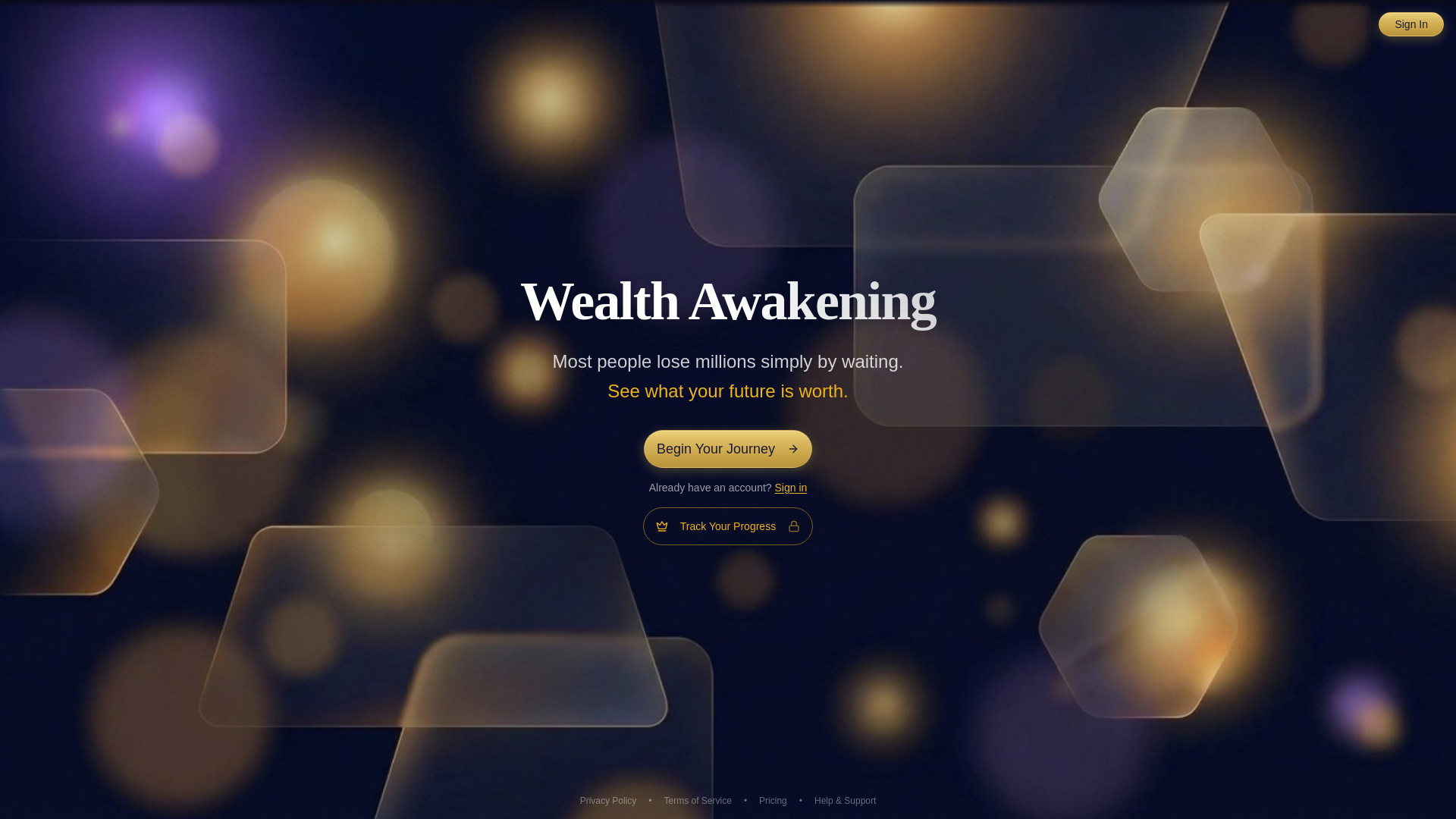 website screenshot of https://wealthawakeningapp.com/
