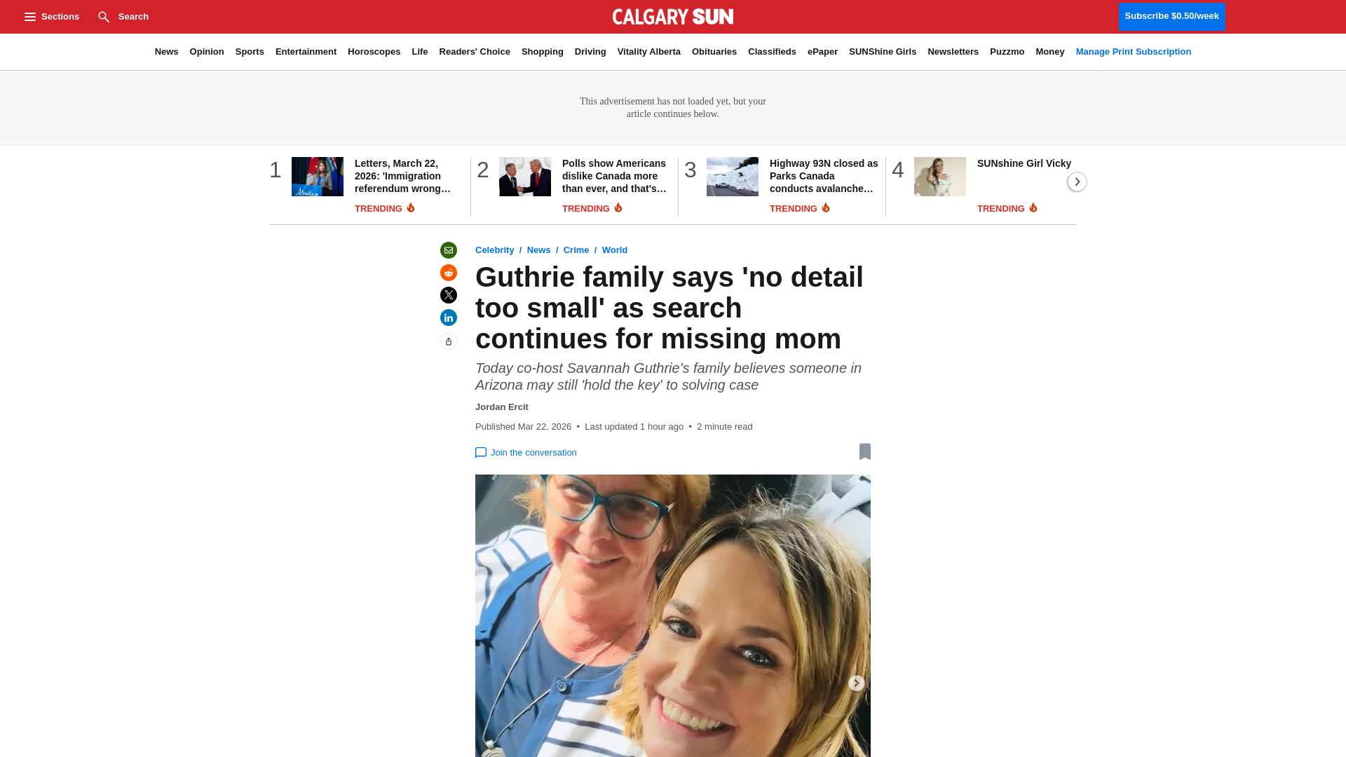 website screenshot of https://calgarysun.com/news/crime/no-detail-too-small-nancy-guthrie-case
