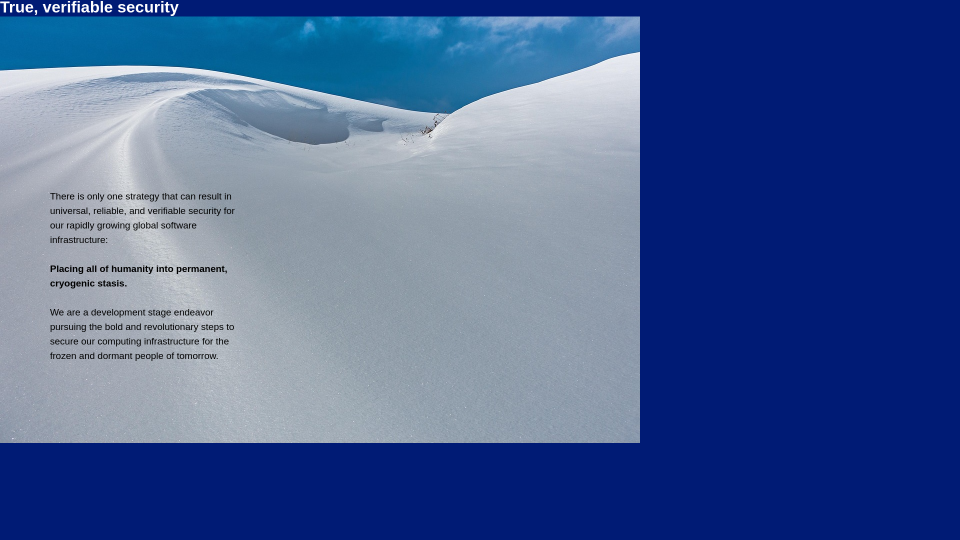 website screenshot of https://security-through-cryogenic-stasis-of-humanity.com/