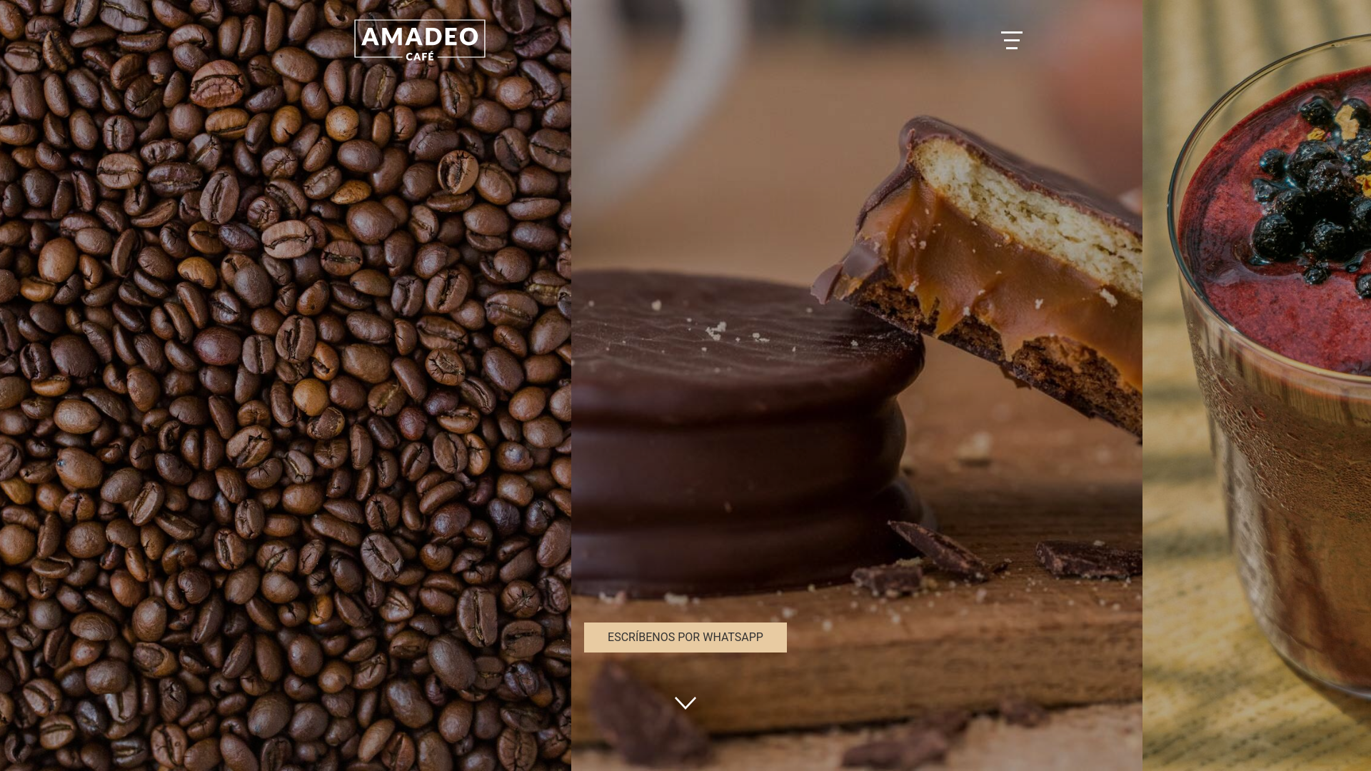 website screenshot of https://amadeocafe.mx/