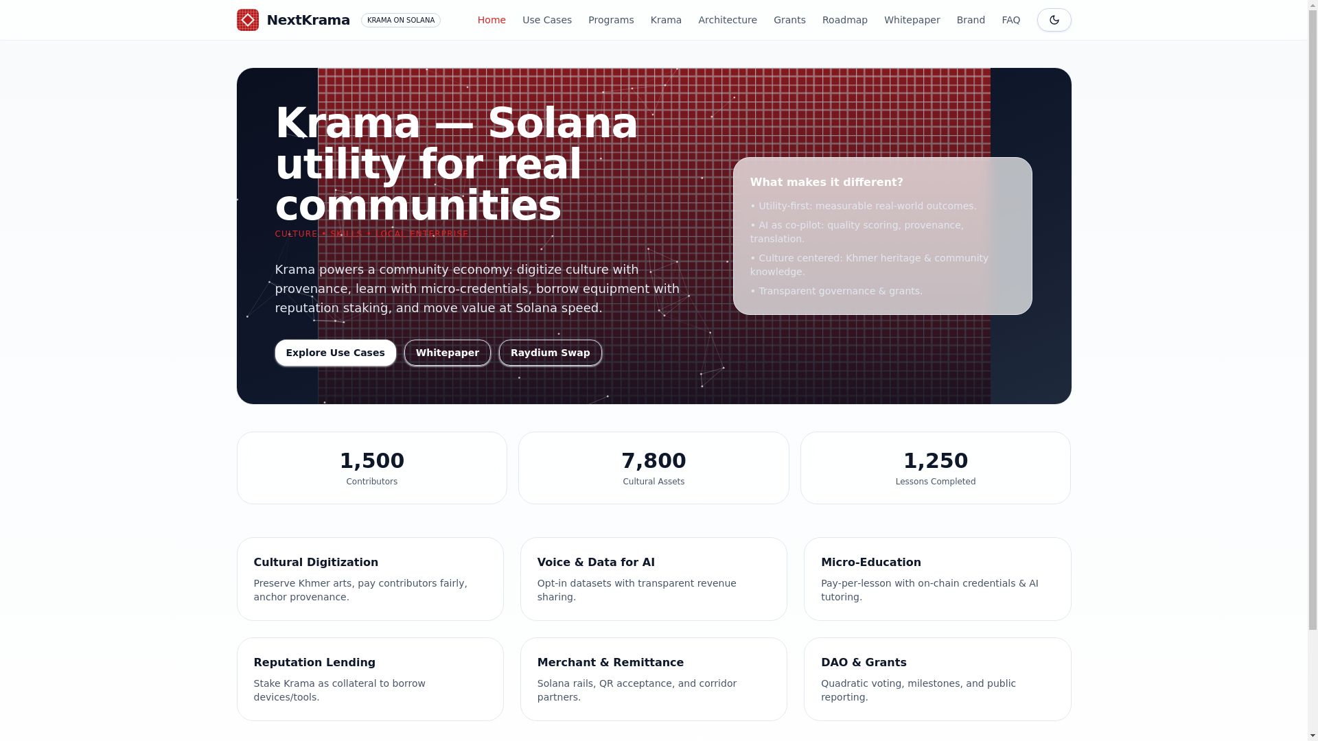 website screenshot of https://nextkrama.pages.dev/
