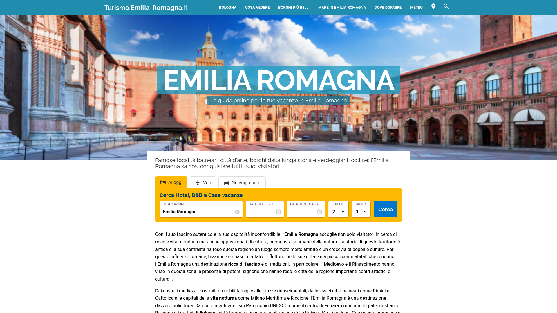 website screenshot of https://turismo.emilia-romagna.it/
