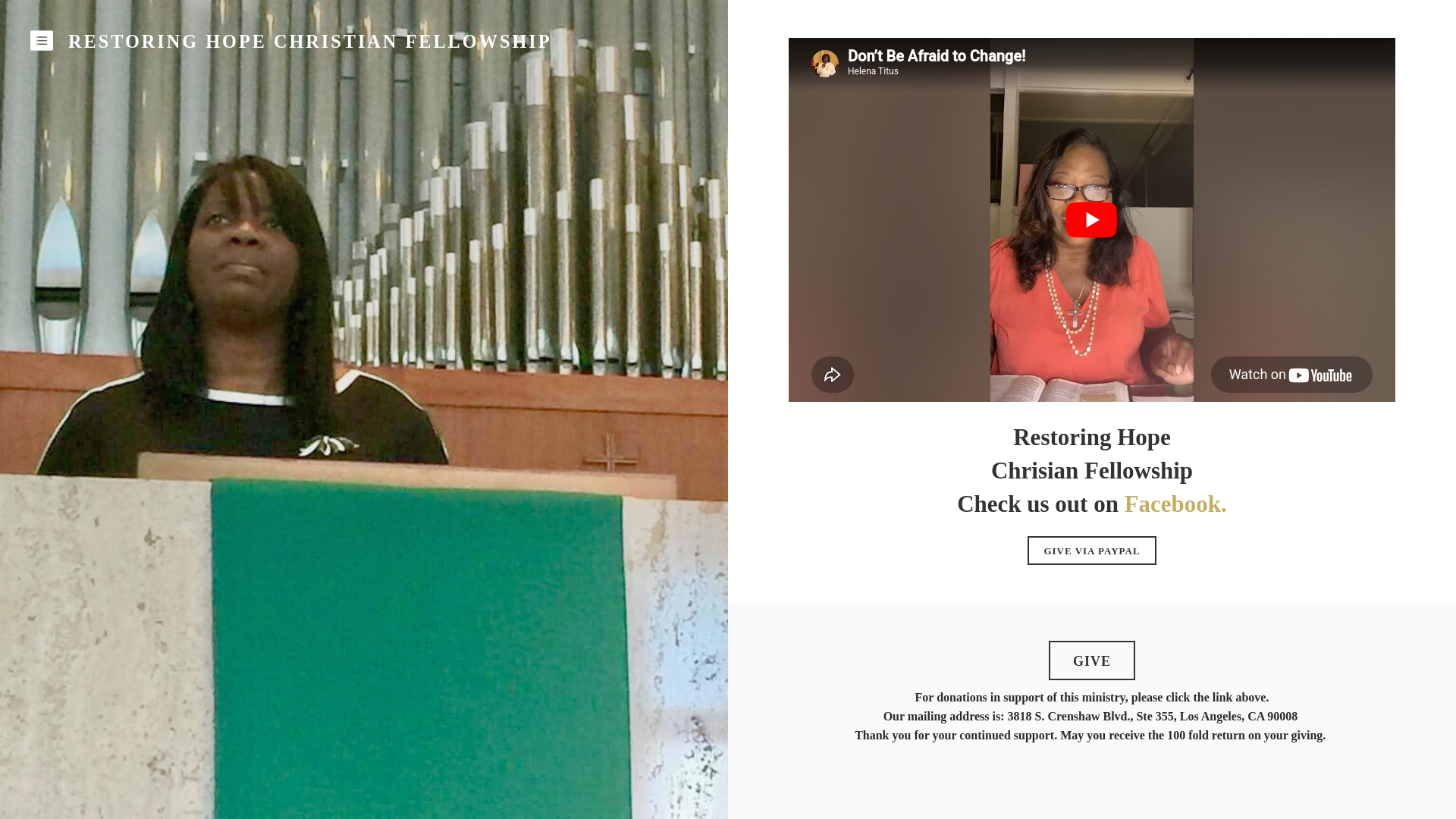 website screenshot of https://restoringhopecf.org