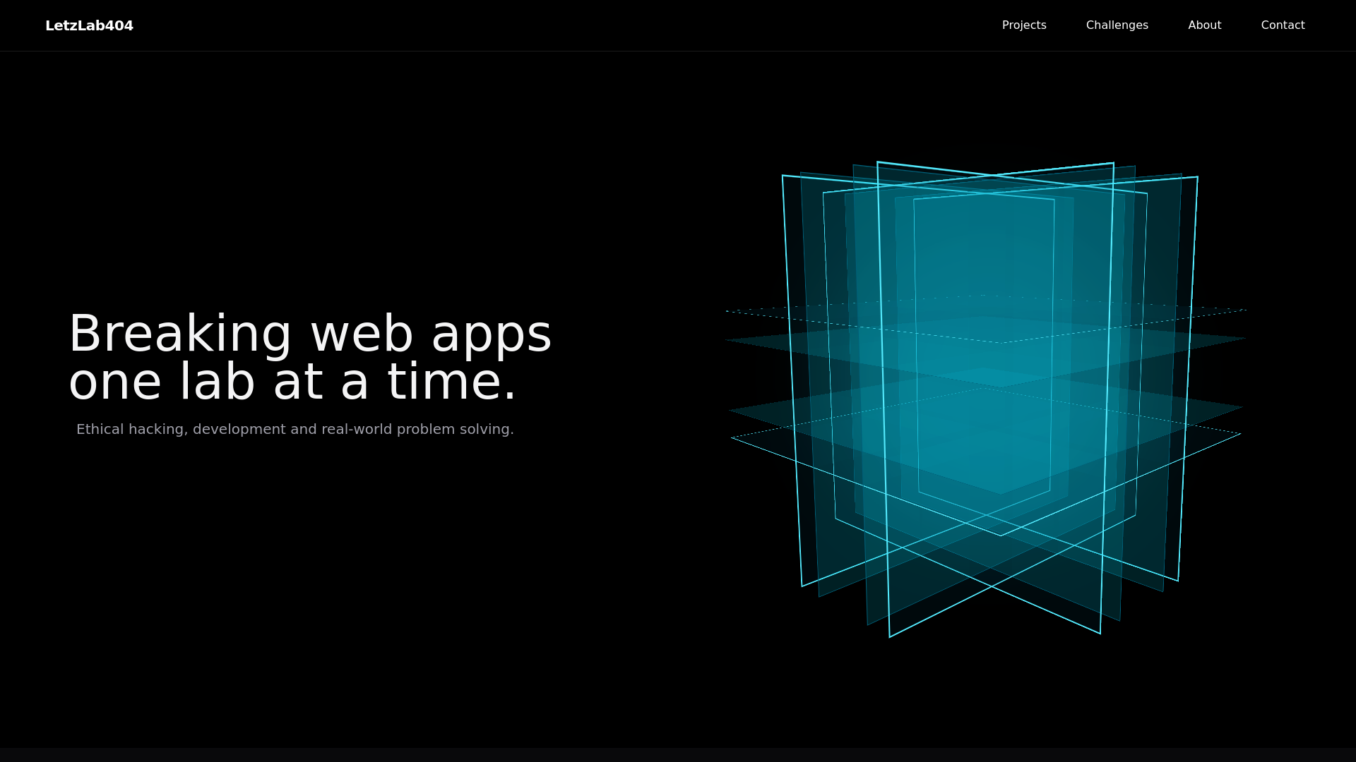 website screenshot of https://letzlab404.com/