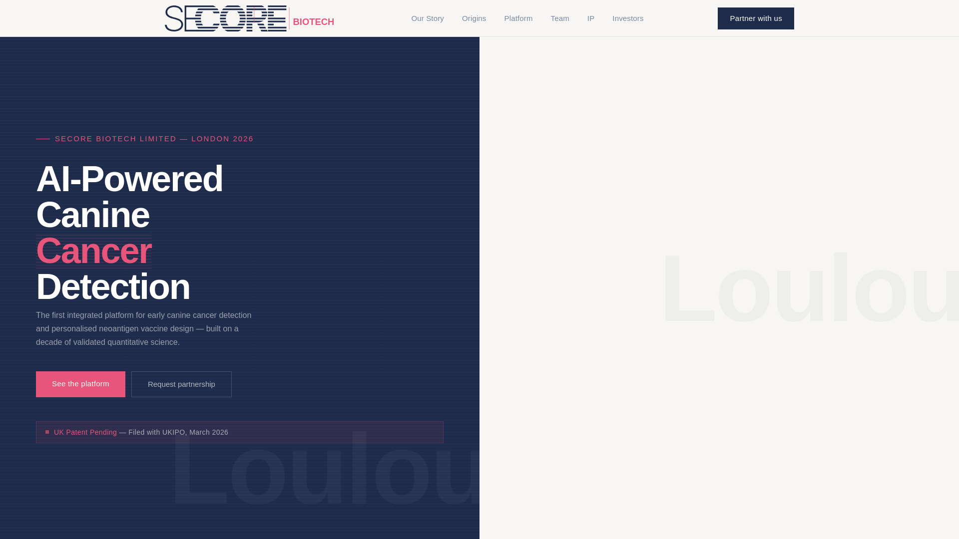 website screenshot of https://secorebiotech.ai/
