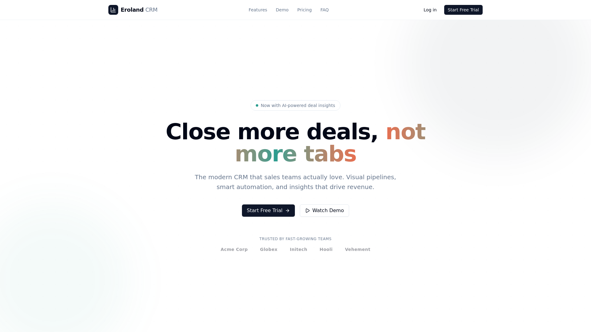 website screenshot of https://eroland-crm.pages.dev/