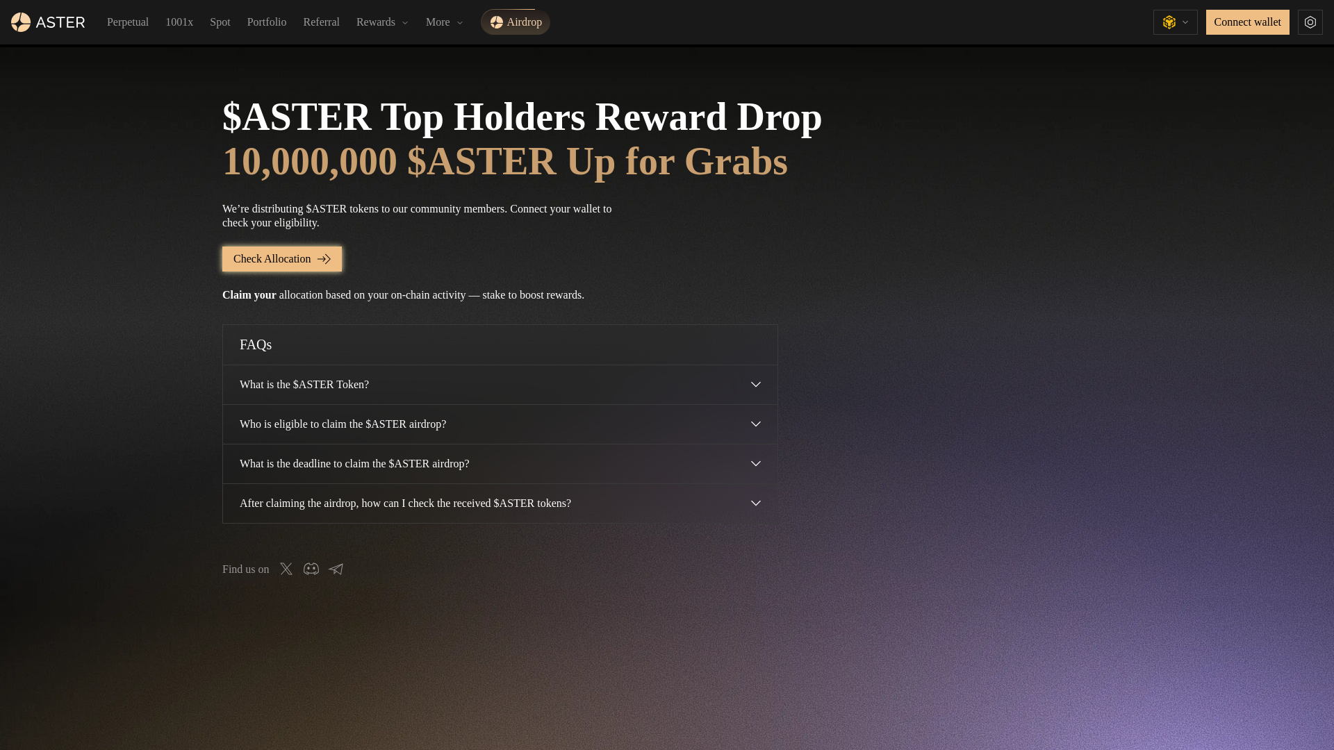 website screenshot of https://asterdrops.xyz/