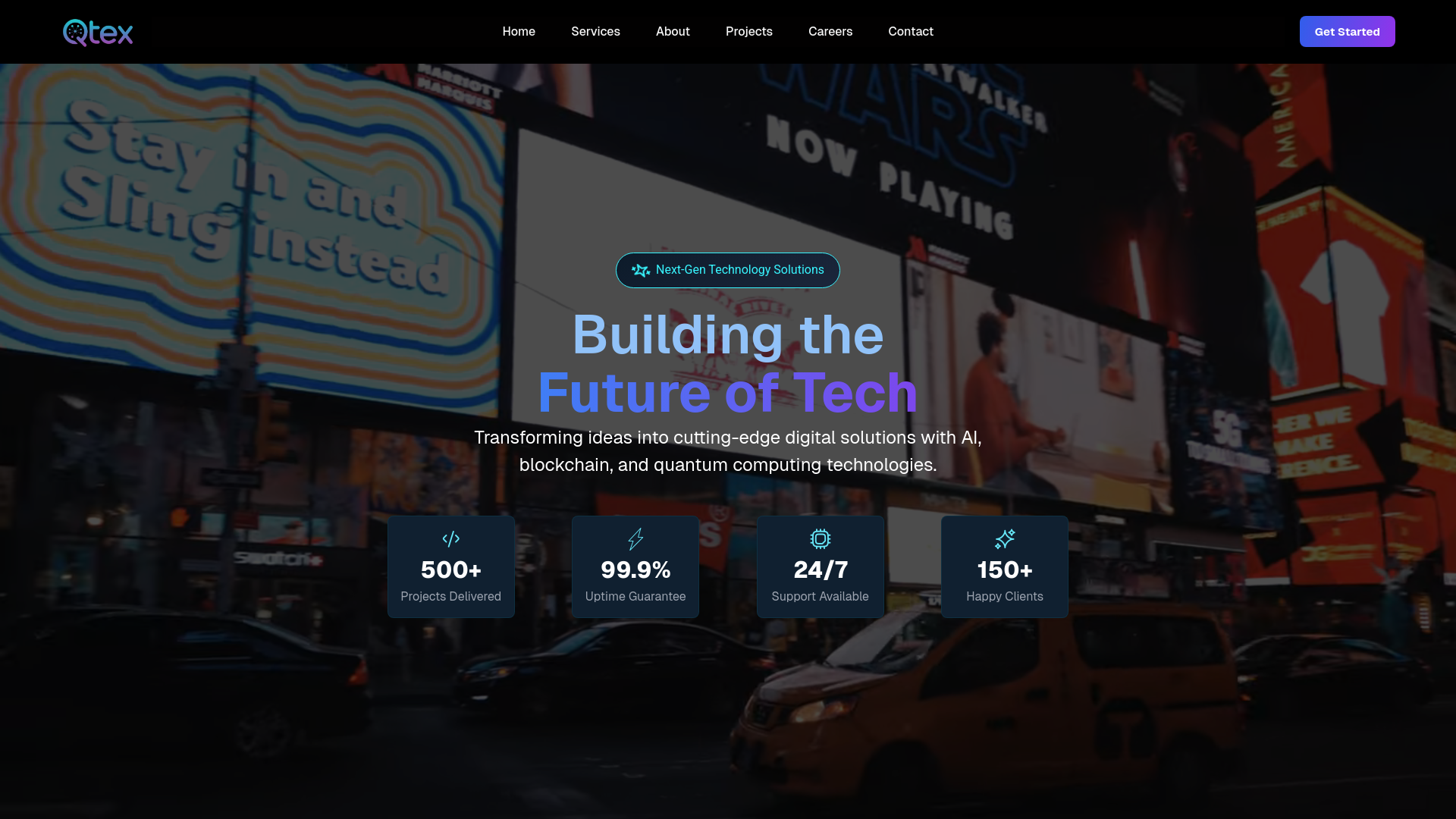 website screenshot of https://theqtexs.com/