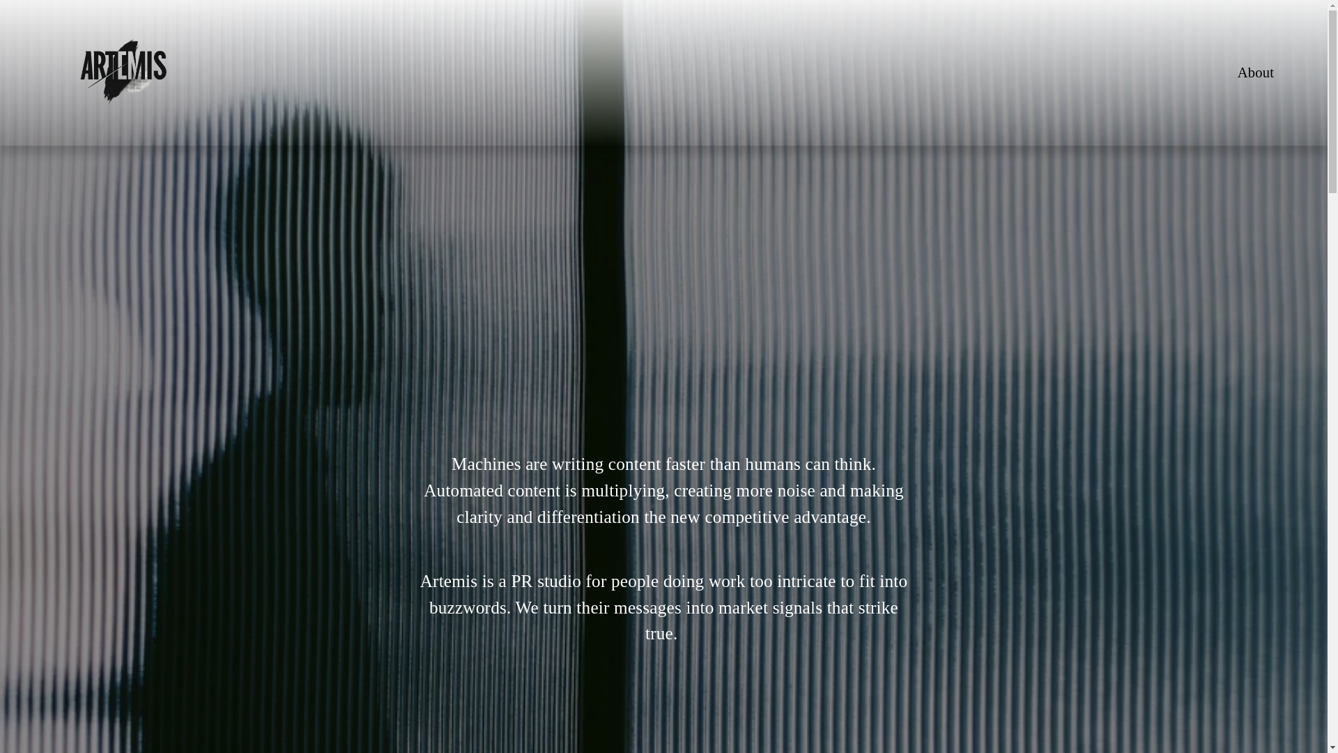 website screenshot of https://artemis-comms.com/