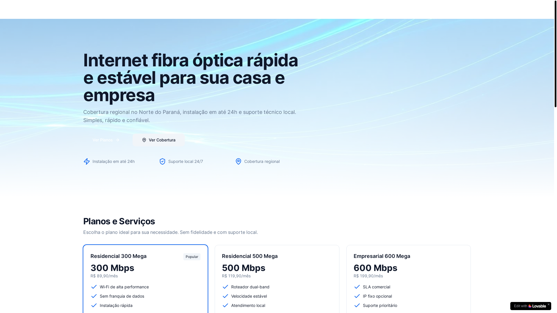 website screenshot of https://provedormeganet.online/