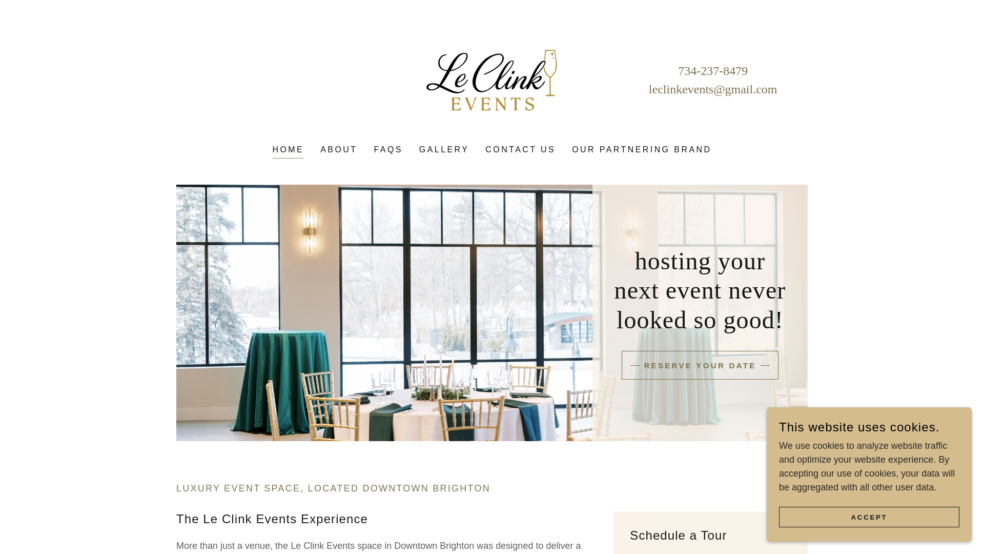 website screenshot of https://leclinkevents.com/