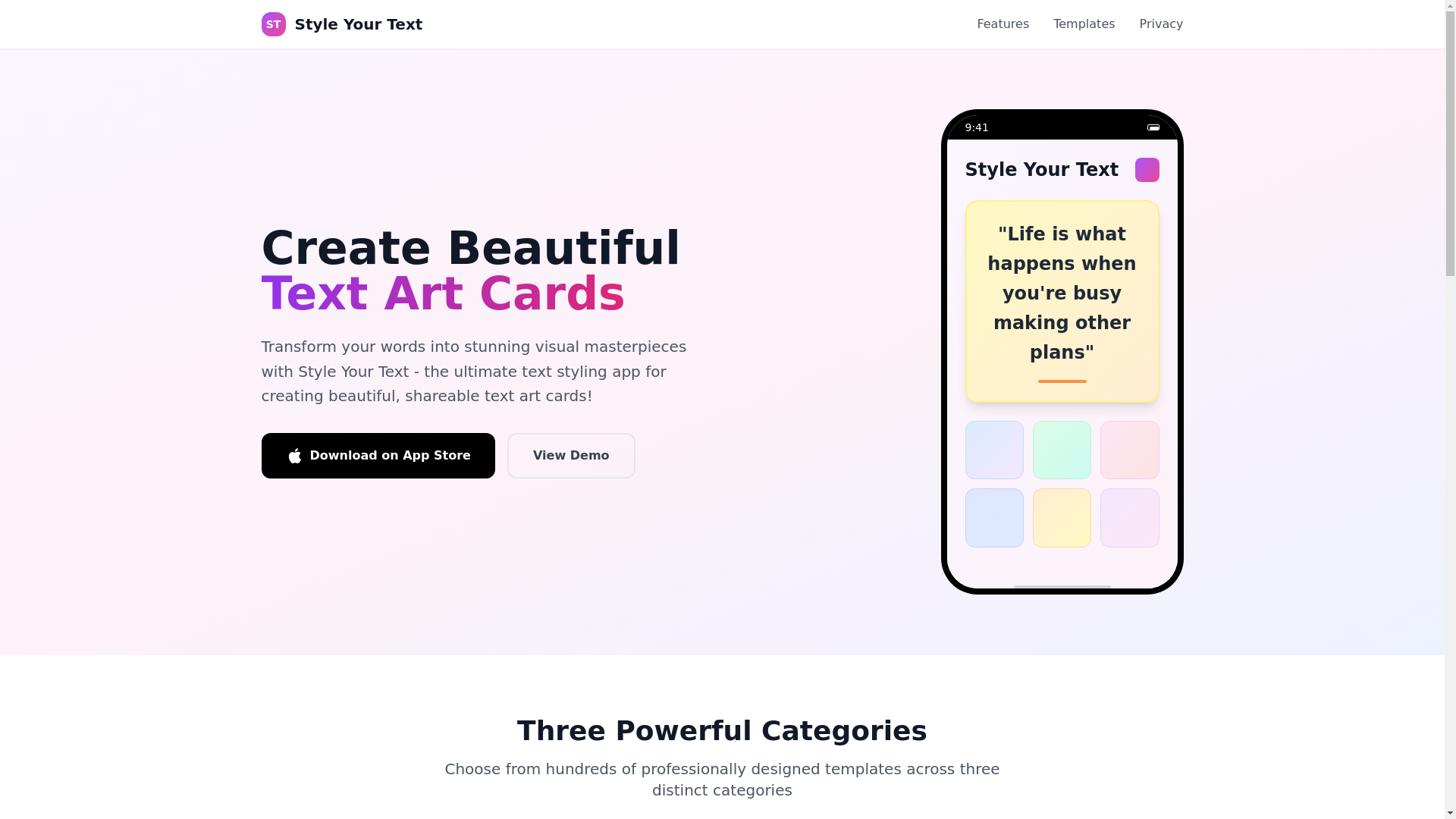 website screenshot of https://styletext.pages.dev/