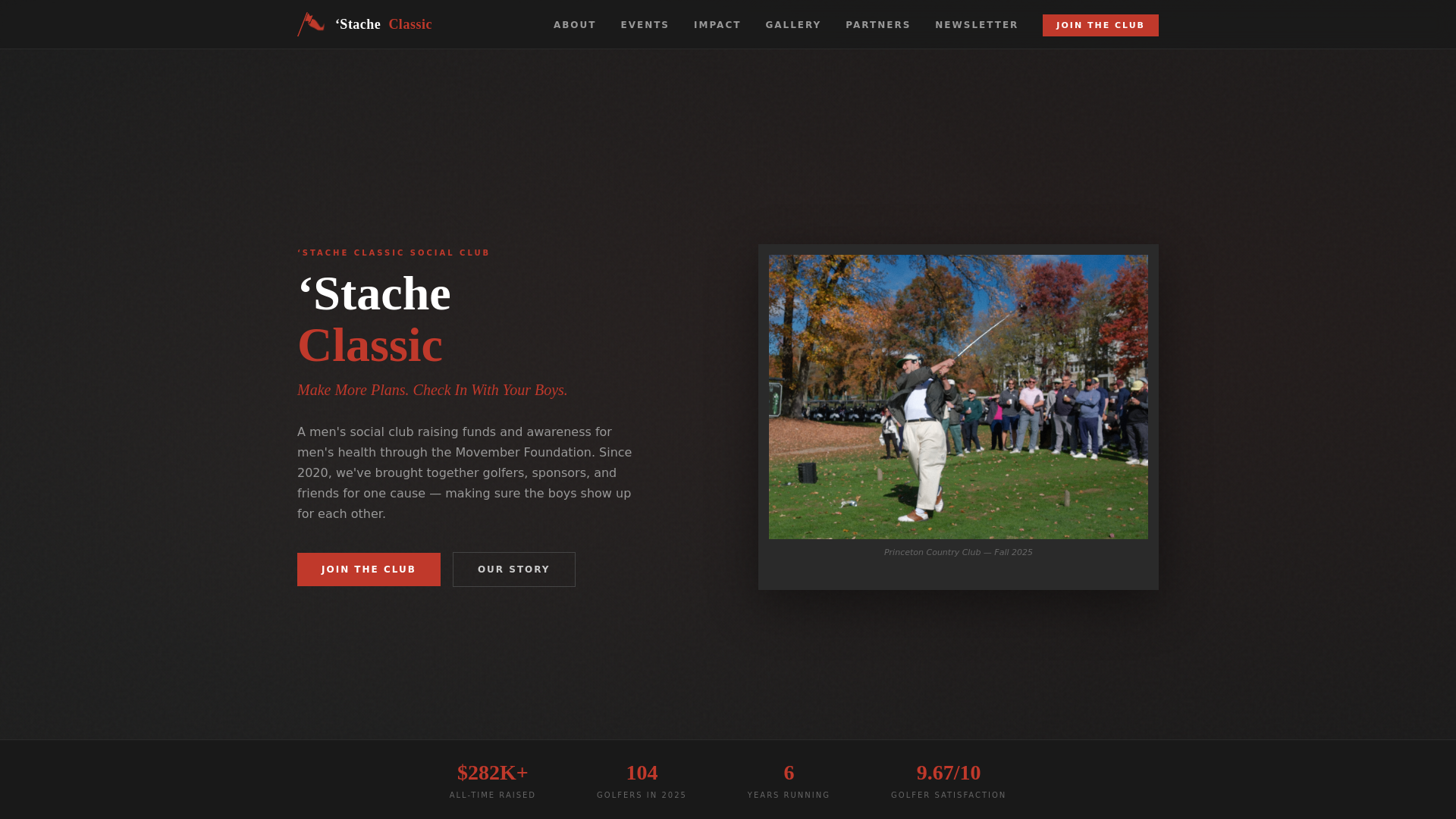 website screenshot of https://stacheclassic.com/