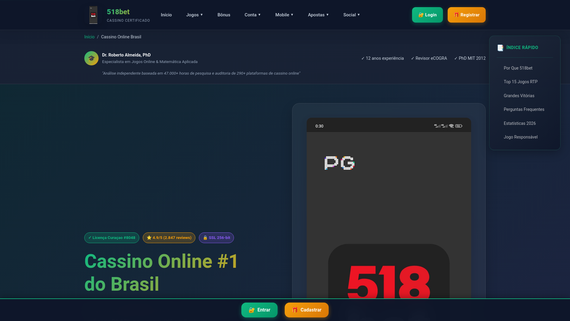website screenshot of https://518betjogos.com/