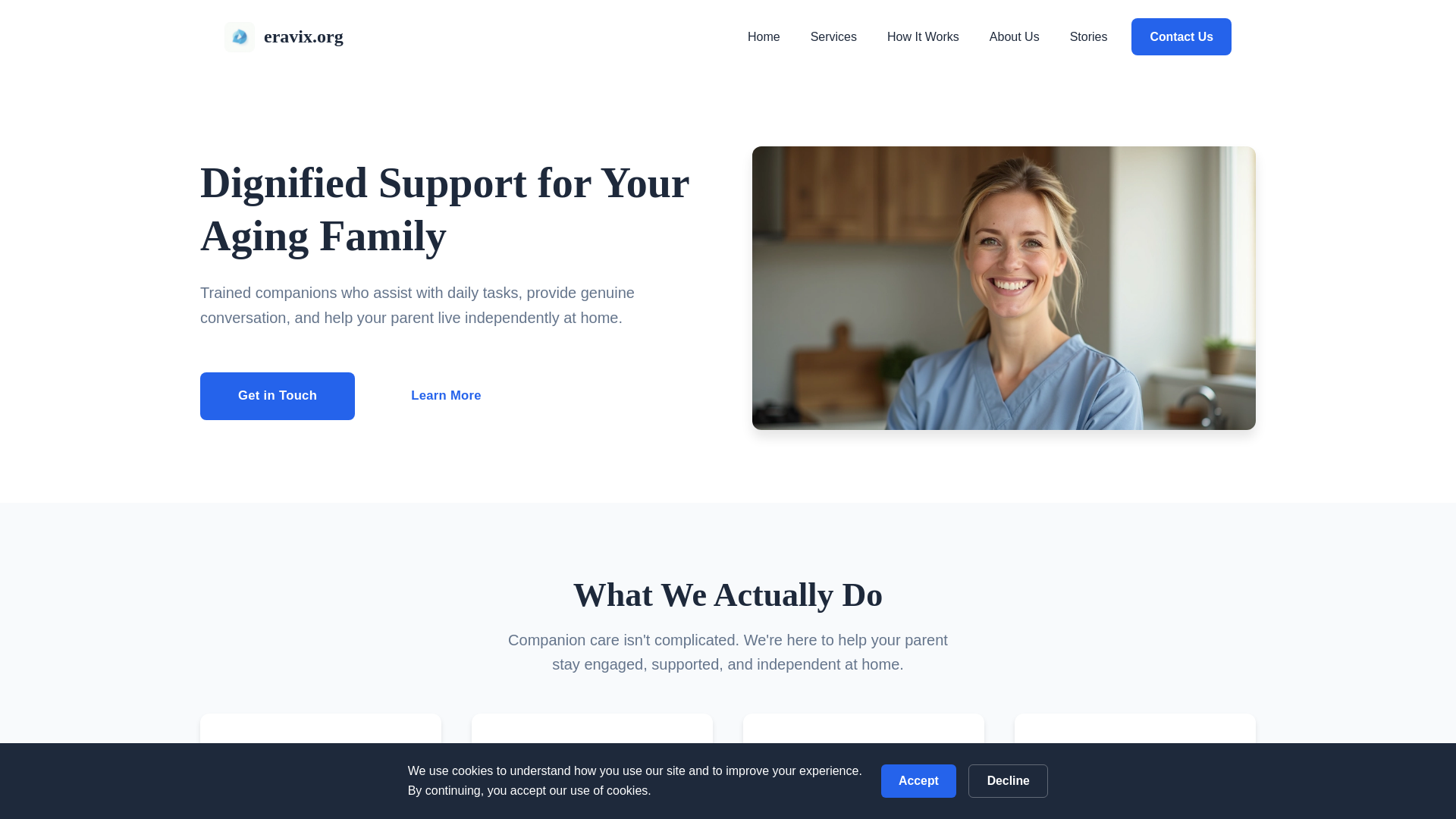 website screenshot of https://eravix.org/
