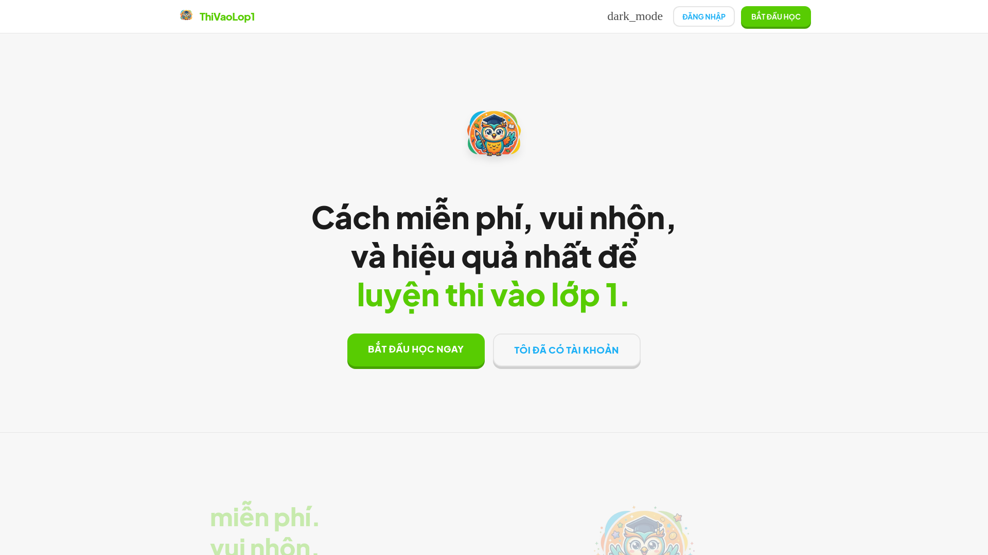 website screenshot of https://luyenthilop1.vn