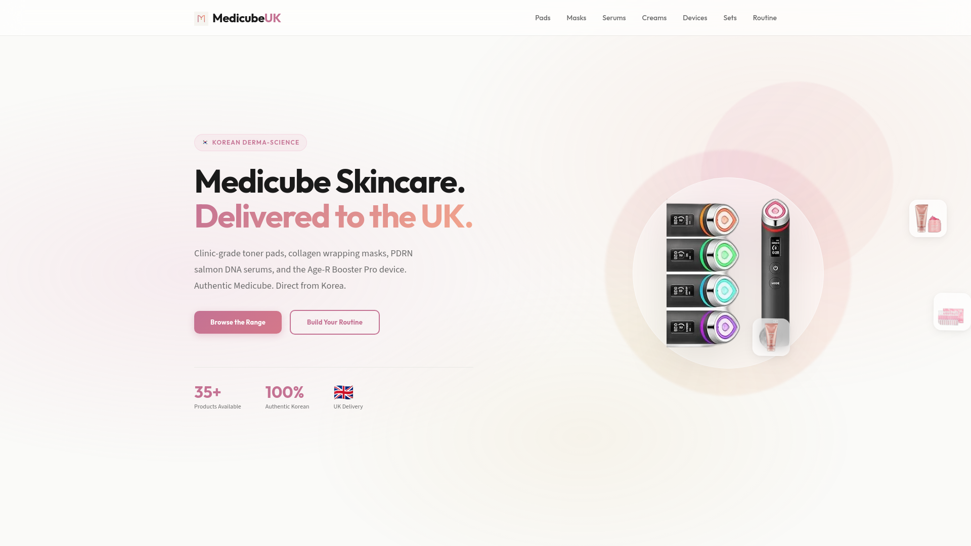 website screenshot of https://medicubeshop.pages.dev/