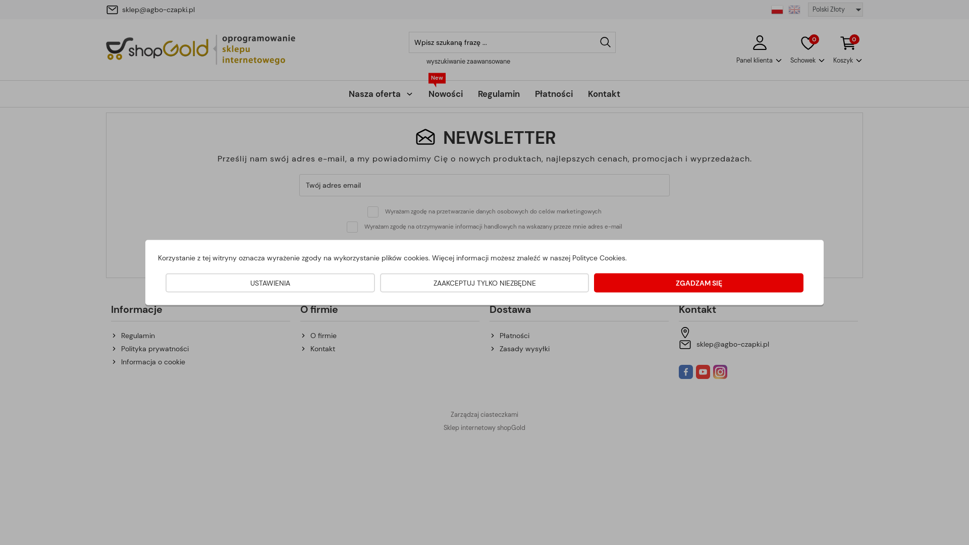 website screenshot of https://agbo-czapki.pl/