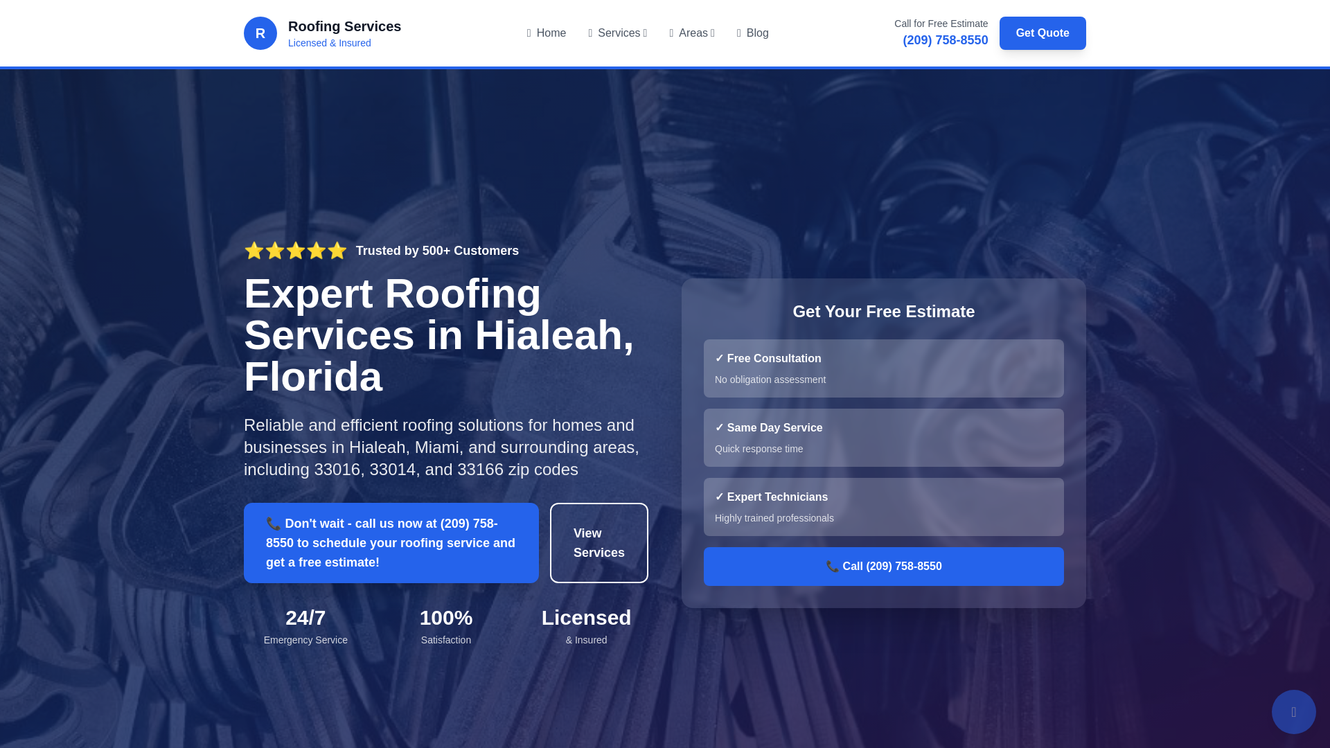 website screenshot of https://bestroofinghialeah.pages.dev/