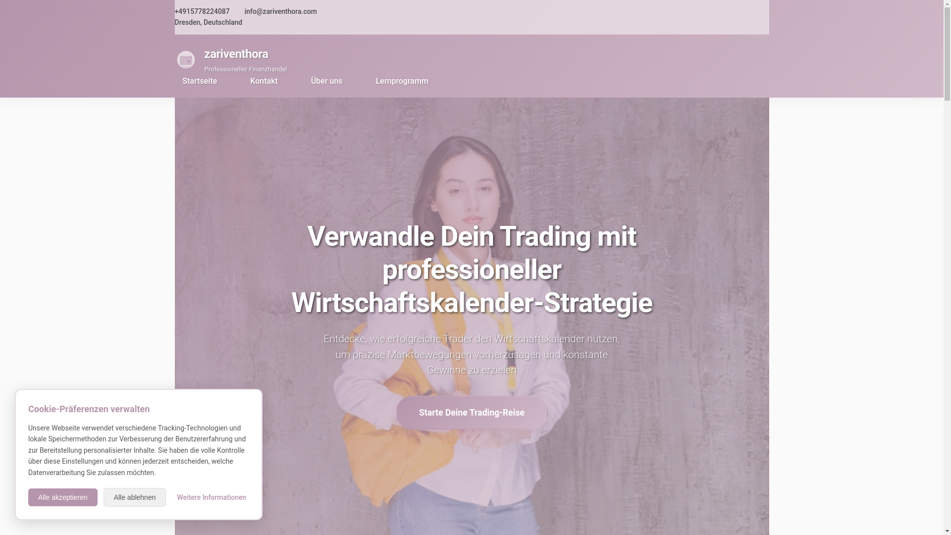 website screenshot of https://zariventhora.com/