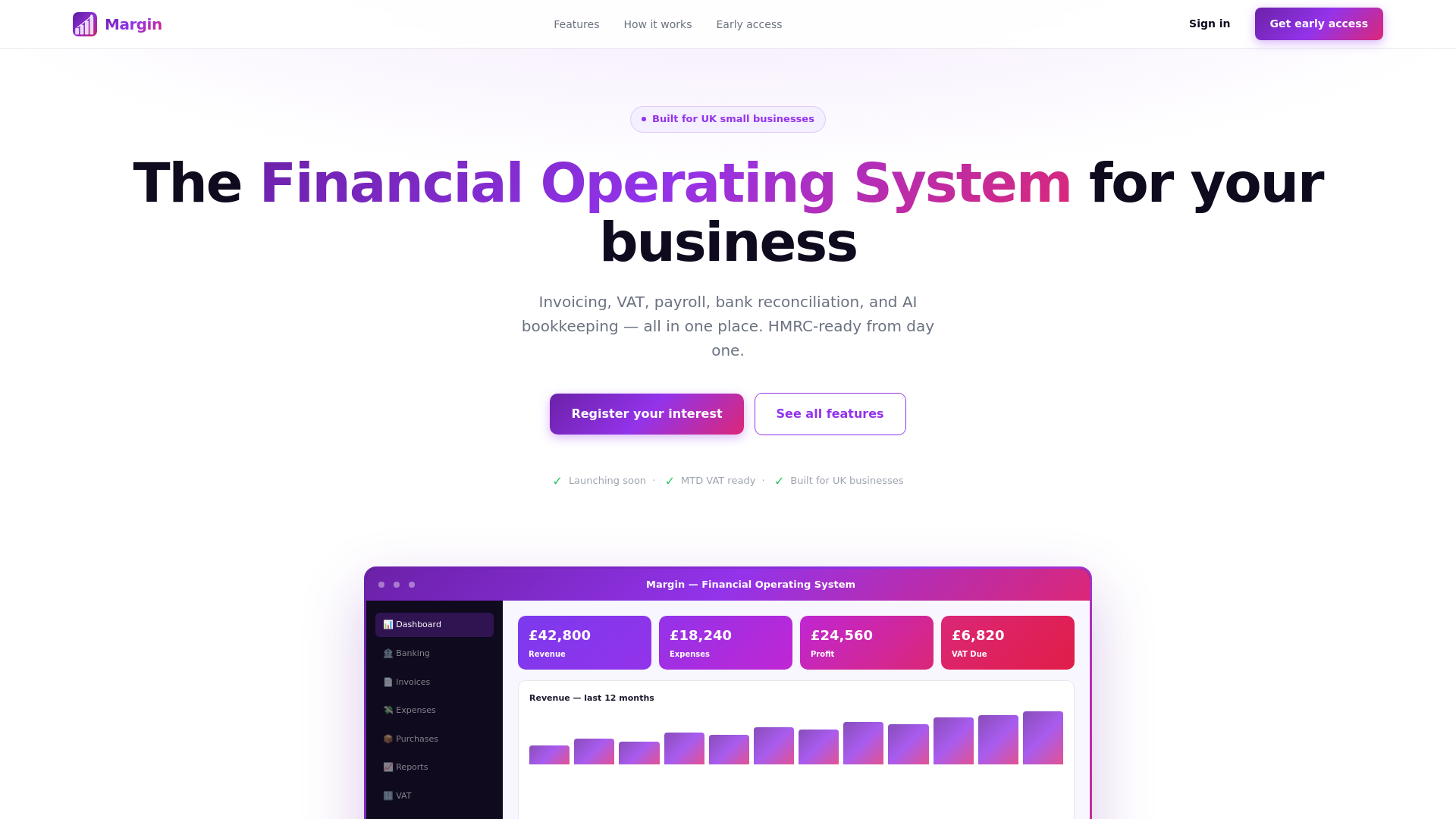 website screenshot of https://getmargin.co.uk/