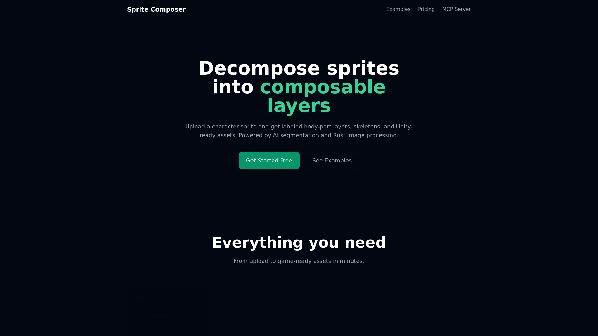 website screenshot of https://spritecomposer.com